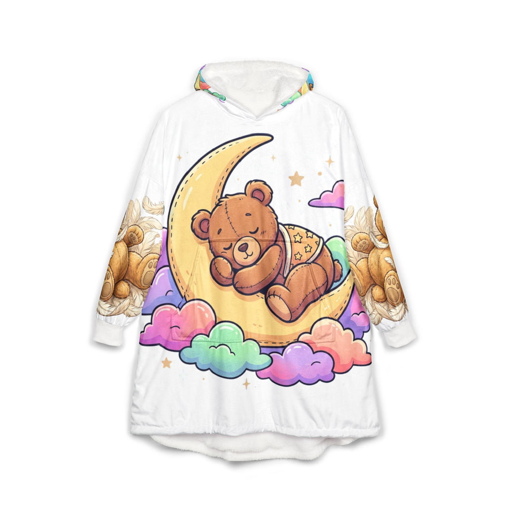 Teddy Bear Hooded Blanket — Cozy Honey & Moon Nap Print