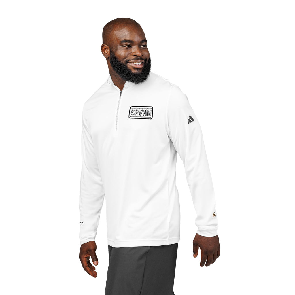 Embroidered Quarter-Zip Pullover — White adidas Performance Top