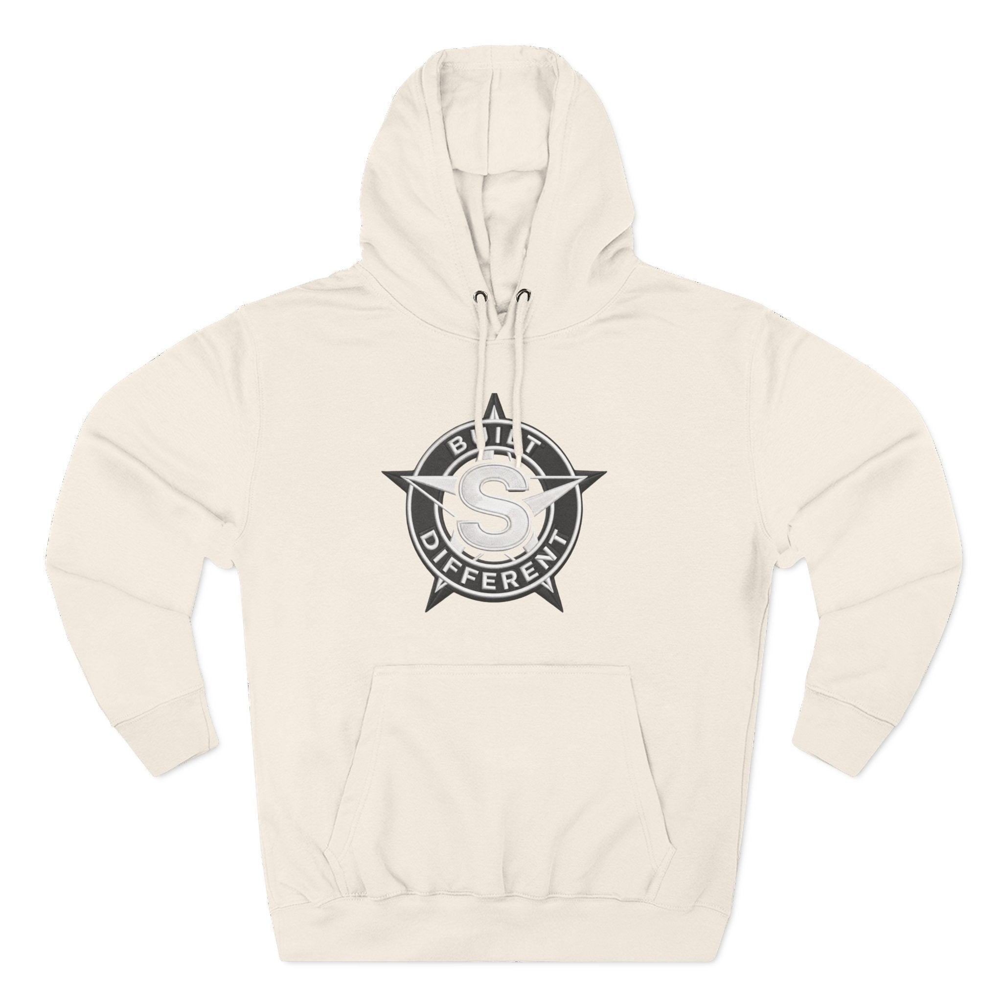 Built Different Logo Hoodie — Vintage Compass Emblem Fleece Hoodie
