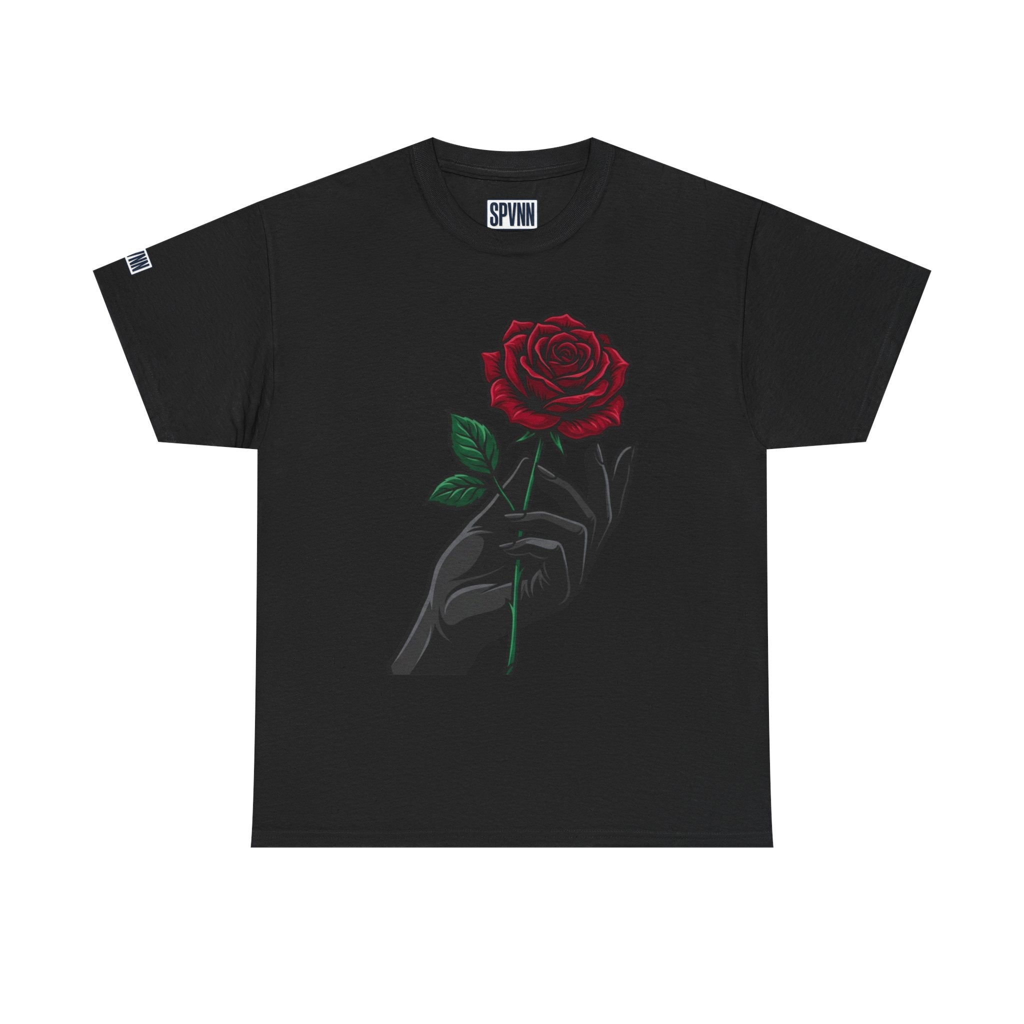 Rose & Hand Graphic Tee — Dark Aesthetic Floral T-Shirt