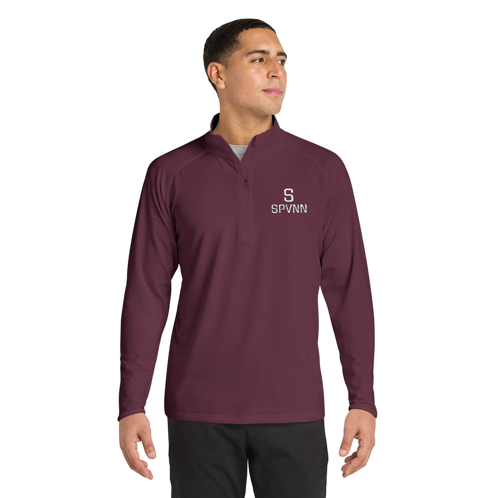 SPVNN Embroidered Quarter-Zip Pullover — Black Athletic Top