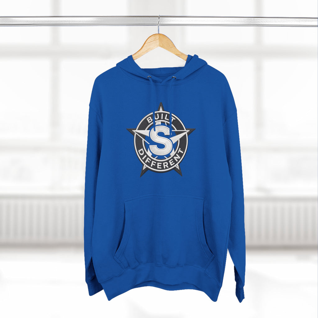 Built Different Logo Hoodie — Vintage Compass Emblem Fleece Hoodie