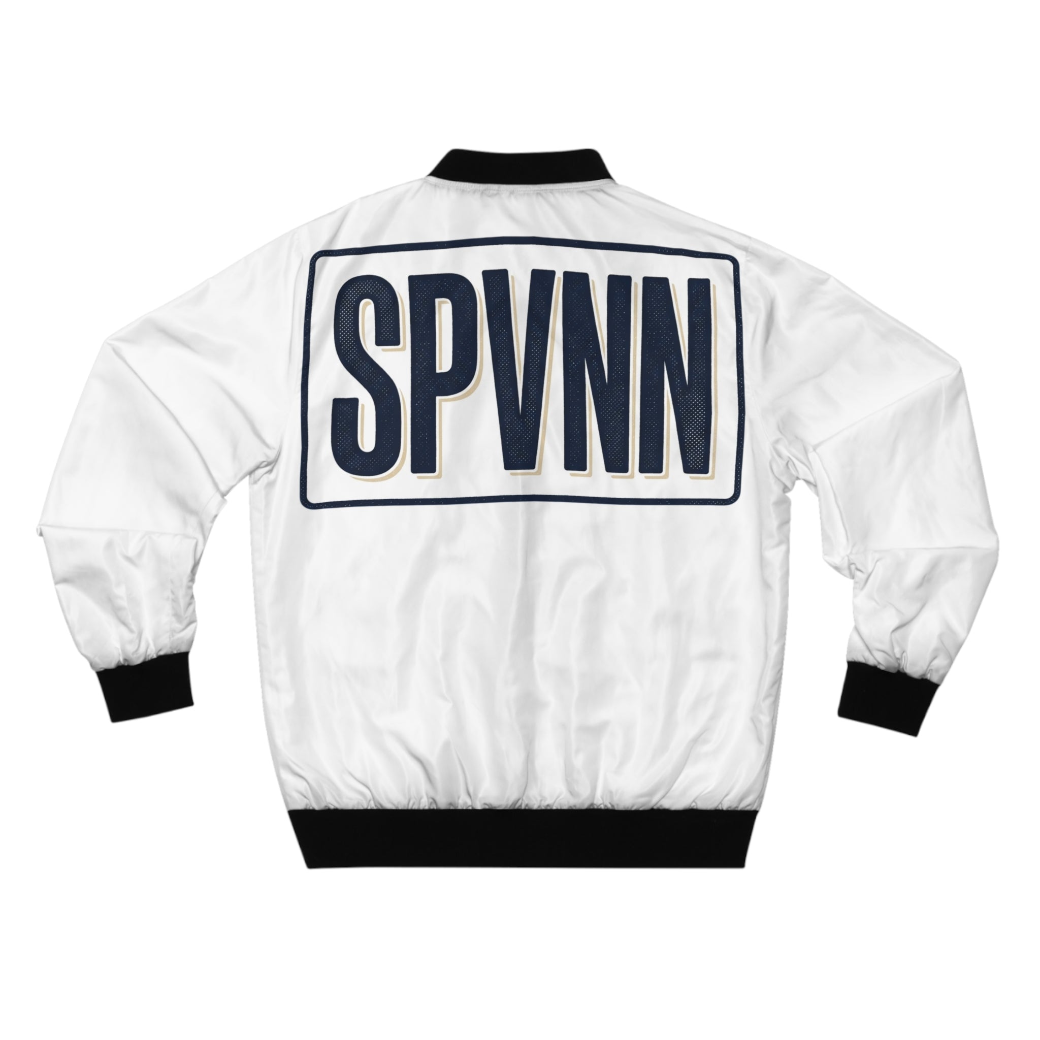 SPVNN Logo Bomber Jacket — Men's White Streetwear Bomber