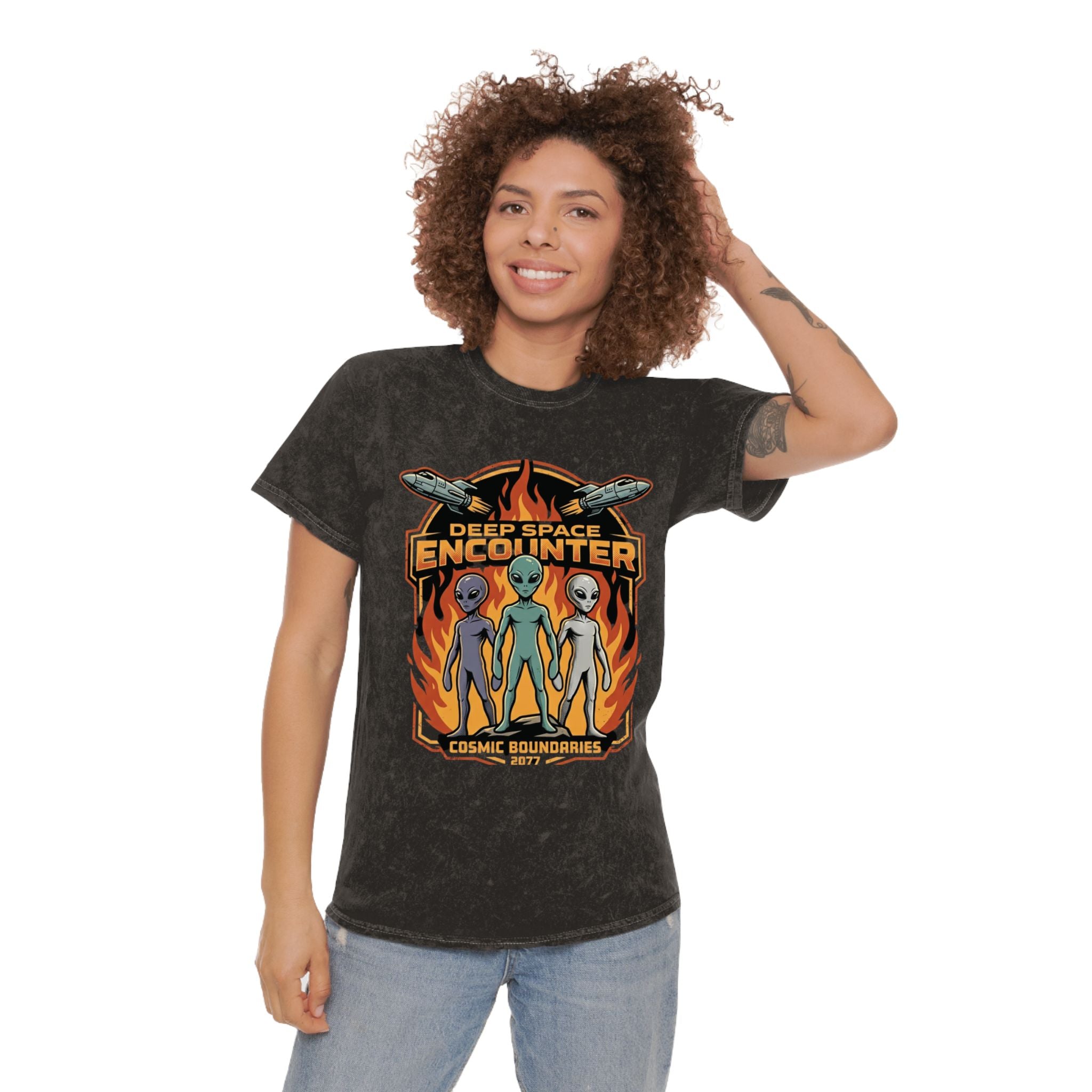 Deep Space Encounter Alien T-Shirt — Astra Defenders Graphic Tee