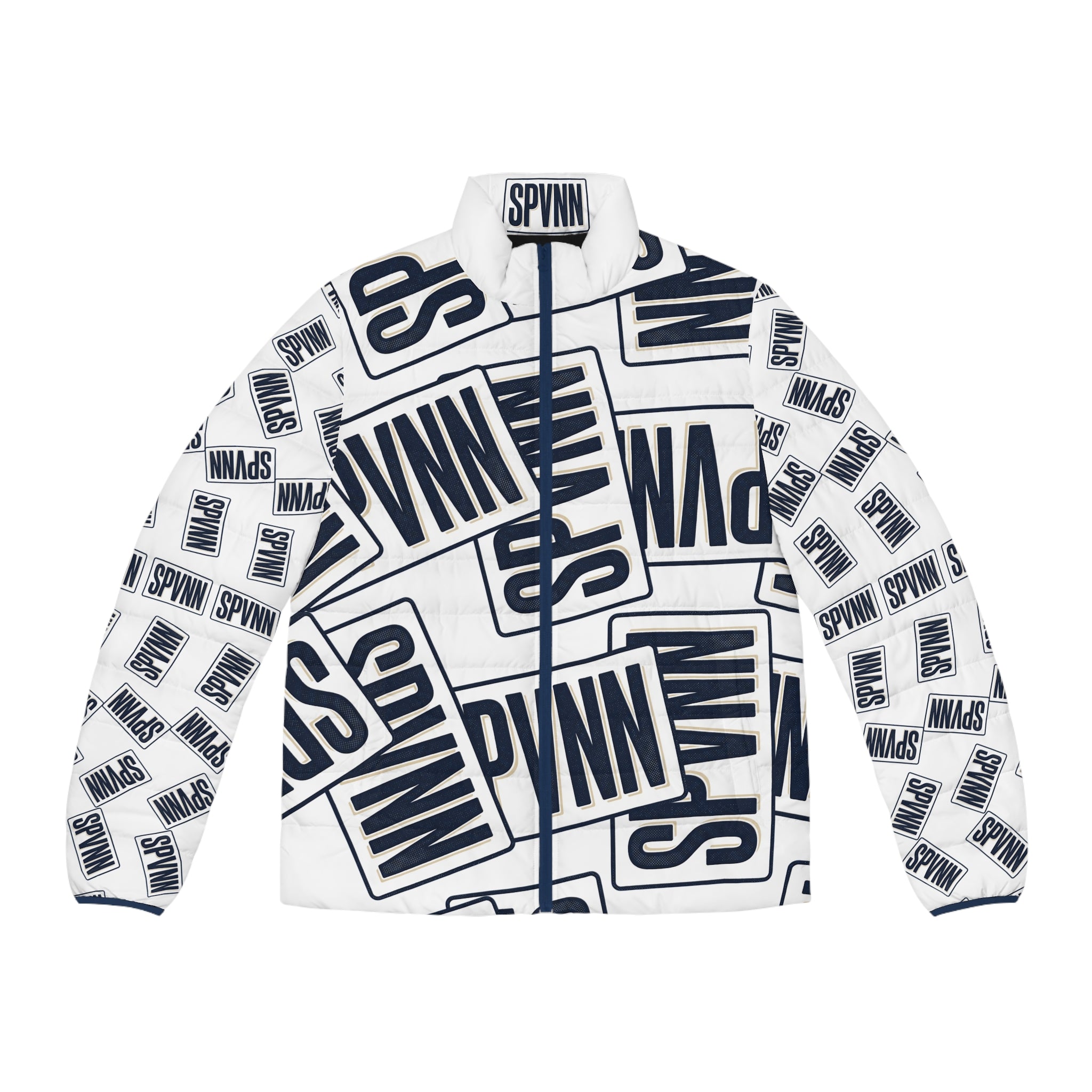 SPVNN Logo Puffer Jacket — All-Over Print Men's Streetwear