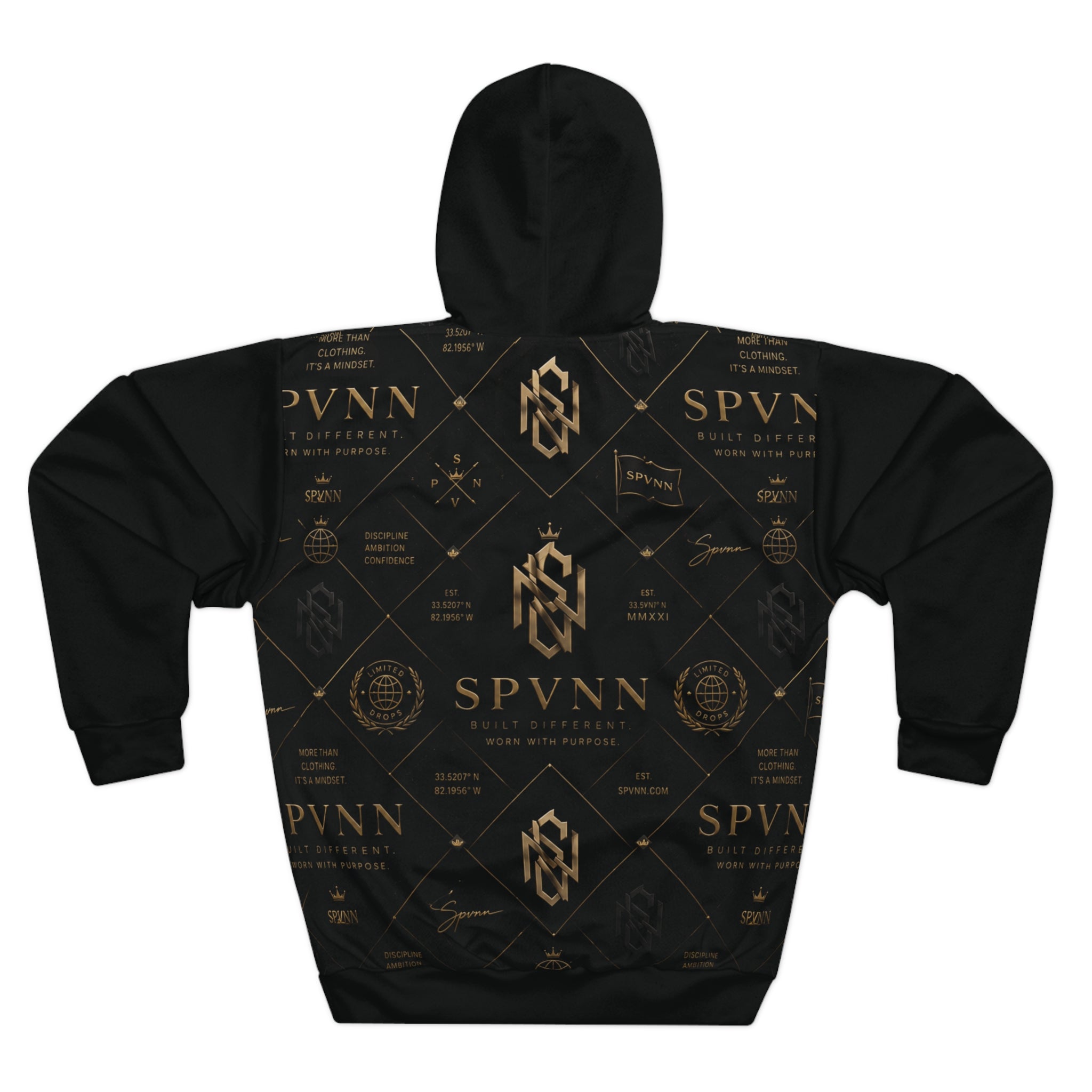 Hoodie — Black Gold SPVNN Logo All-Over Print Pullover