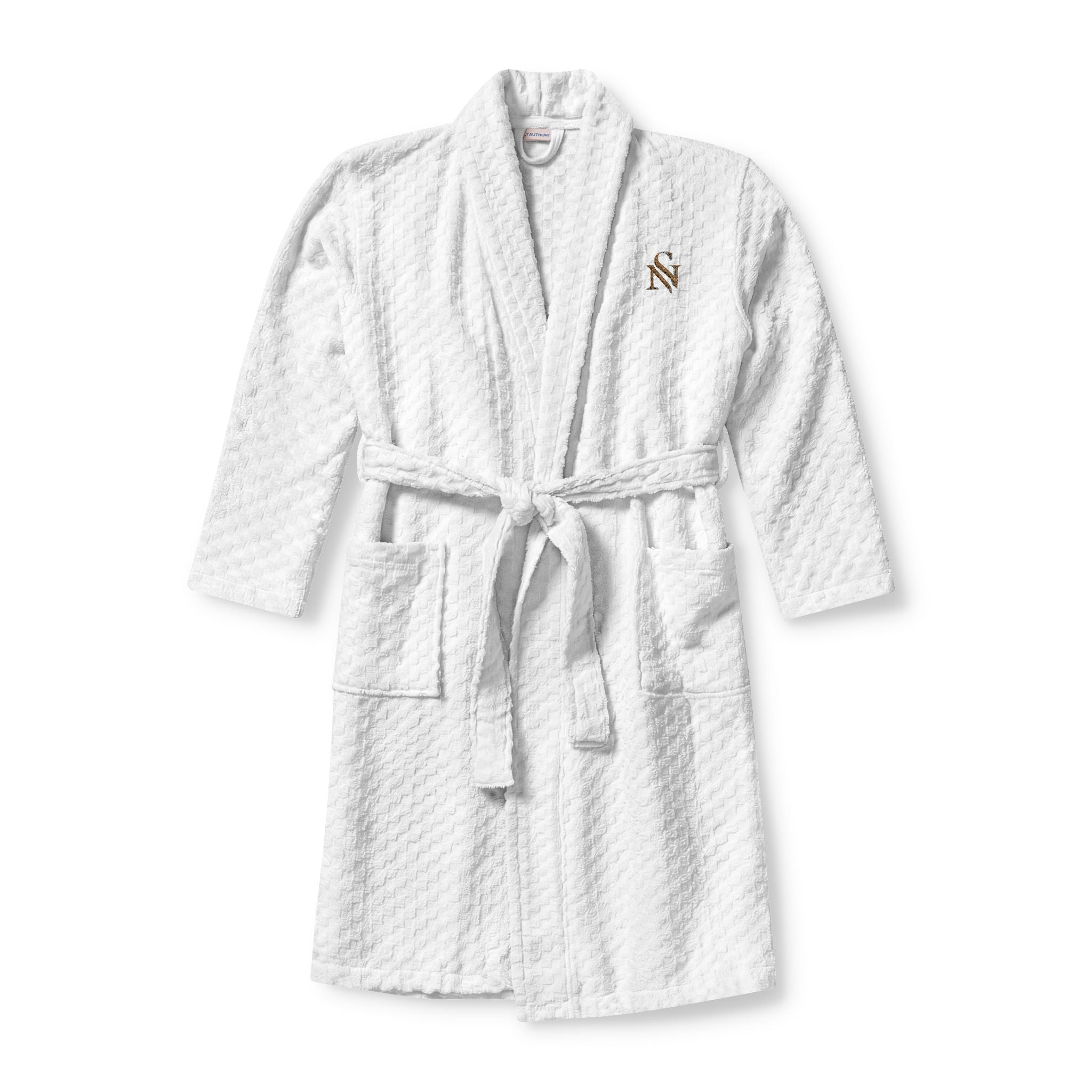 Embroidered Terry Shawl Robe — Luxe Spa Bathrobe with Monogram Accent
