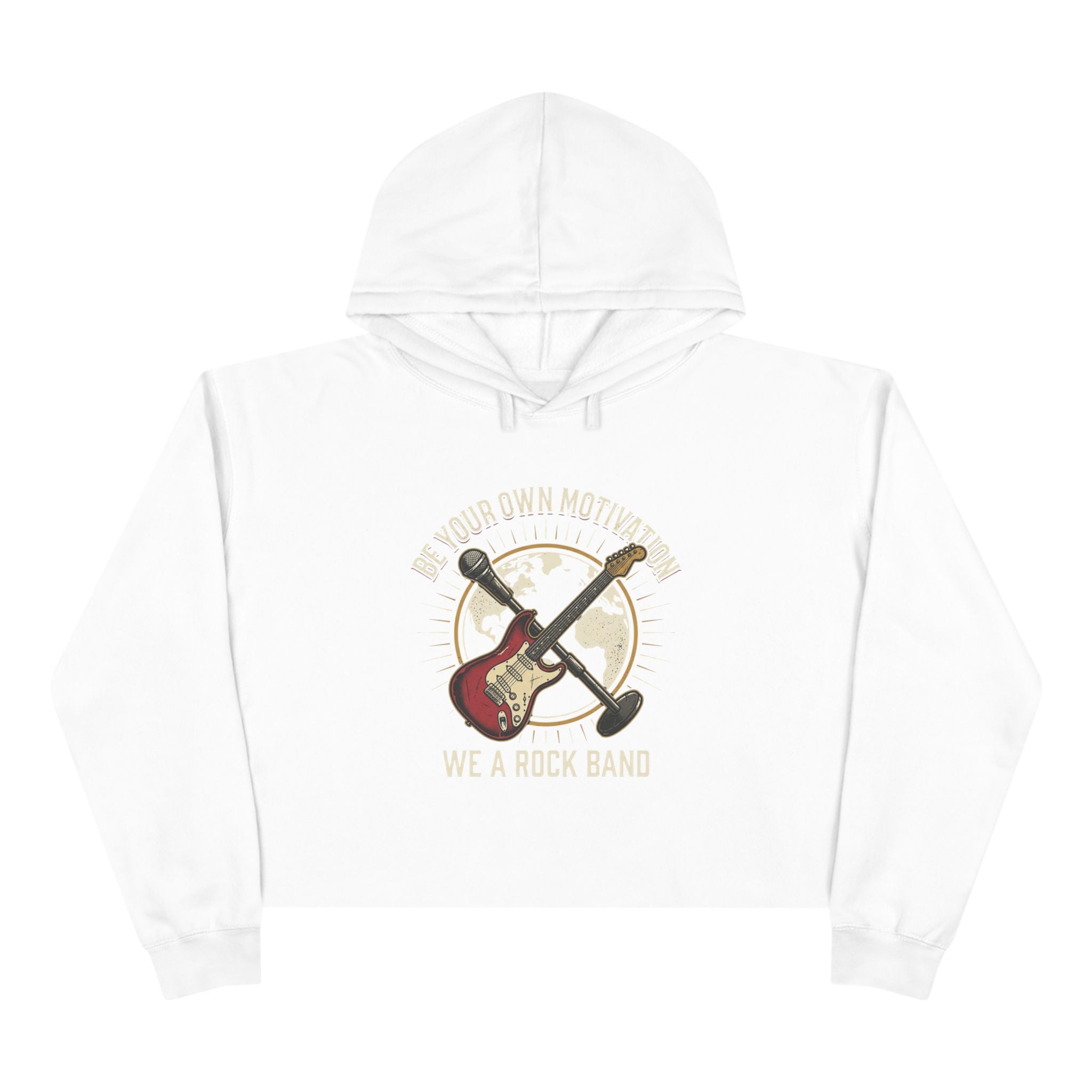 Worldwide Rock Band Crop Hoodie — "Play Your Own Motown" Guitar Graphic