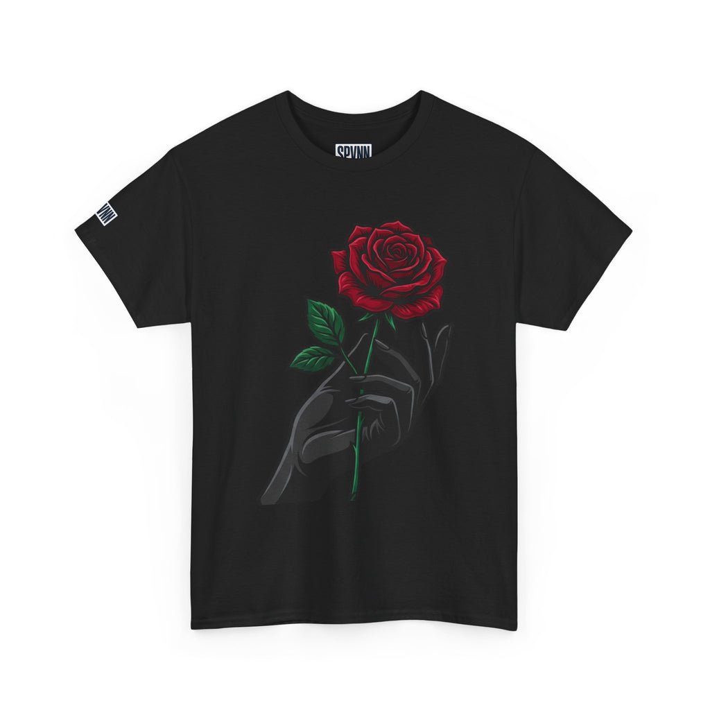 Rose & Hand Graphic Tee — Dark Aesthetic Floral T-Shirt