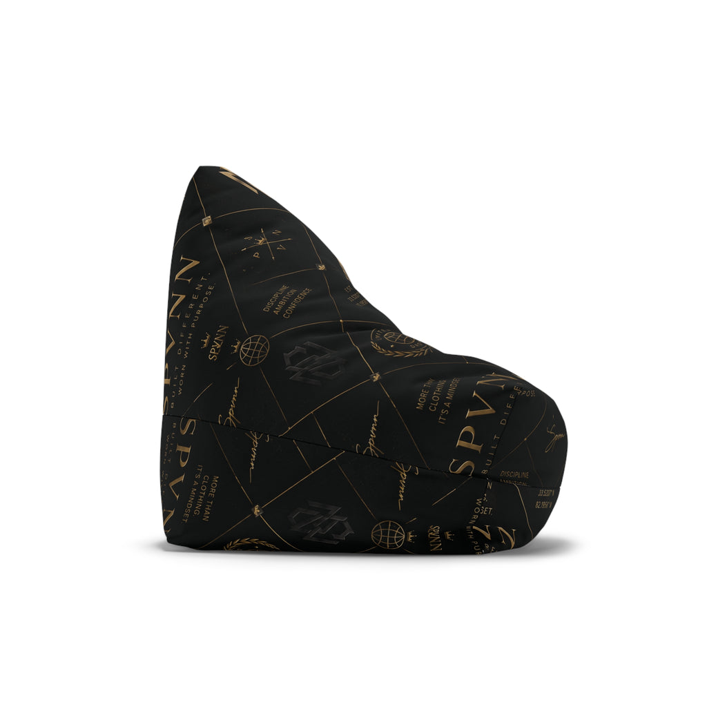 Luxury Black & Gold Logo Bean Bag Cover — Monogram Lounge Slipcover