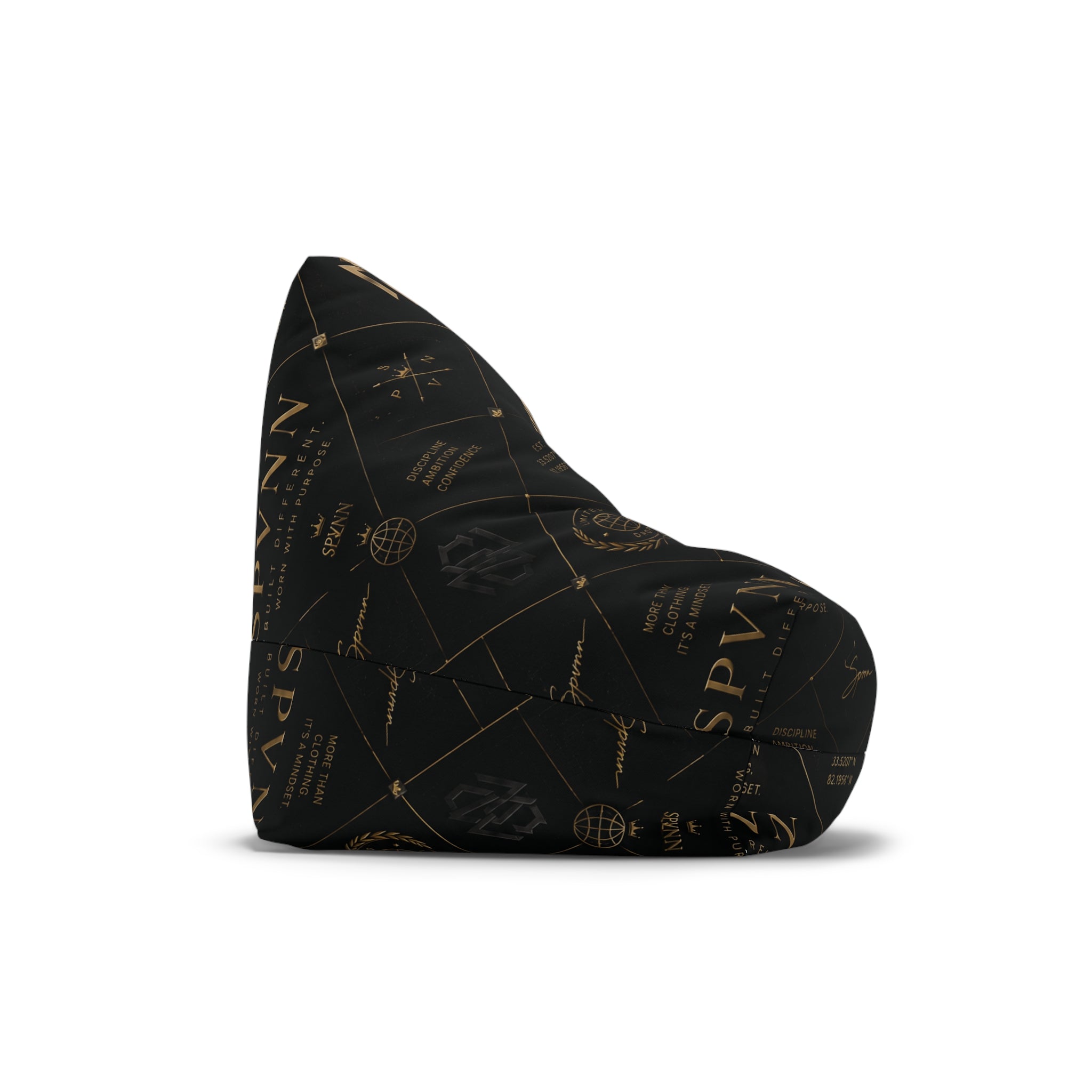 Luxury Black & Gold Logo Bean Bag Cover — Monogram Lounge Slipcover