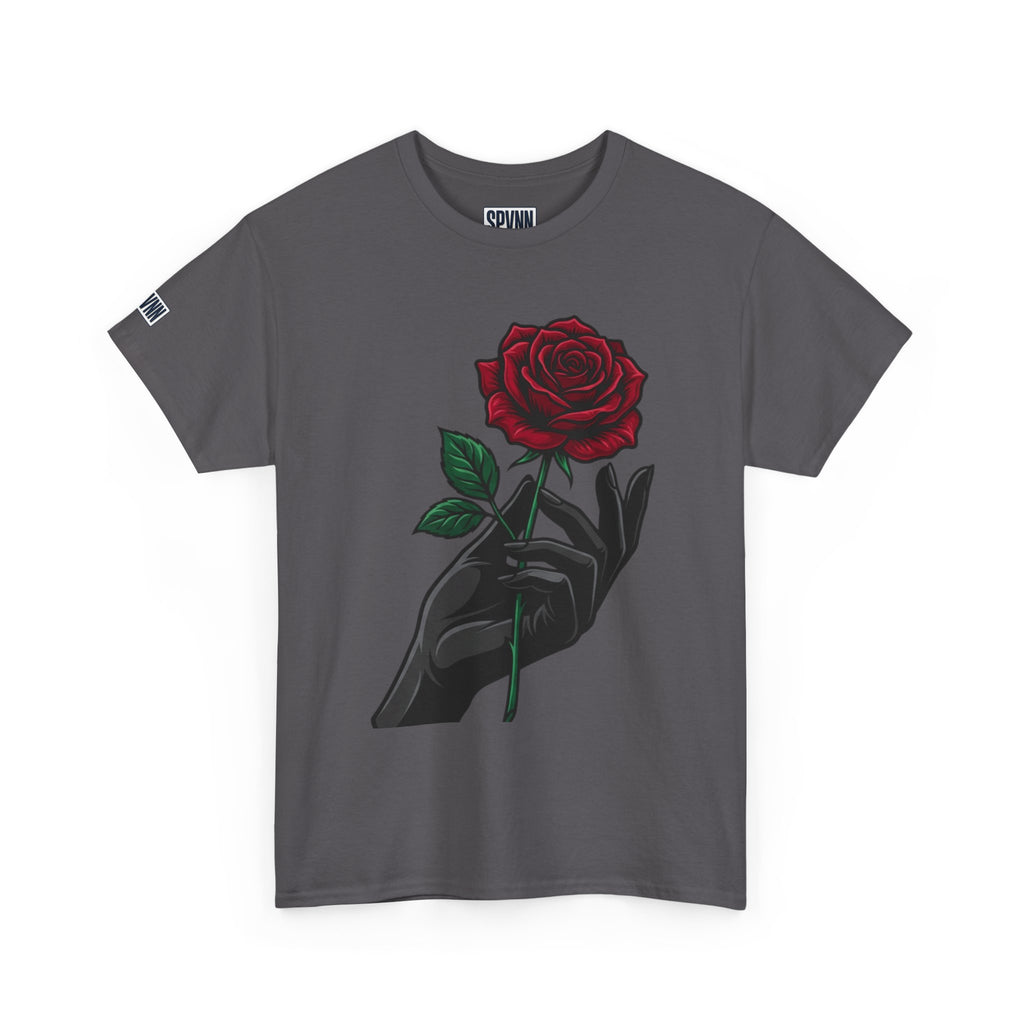 Rose & Hand Graphic Tee — Dark Aesthetic Floral T-Shirt