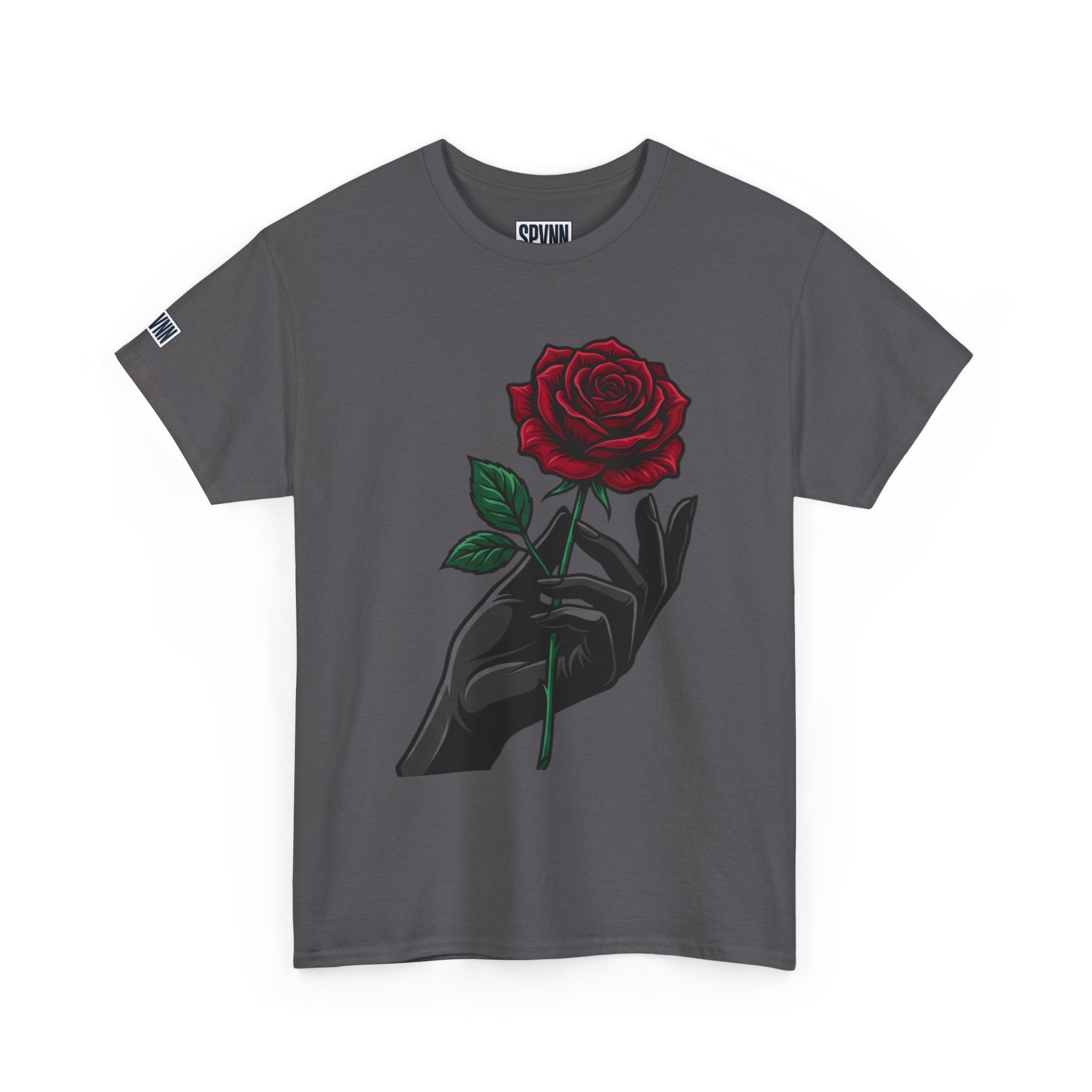 Rose & Hand Graphic Tee — Dark Aesthetic Floral T-Shirt