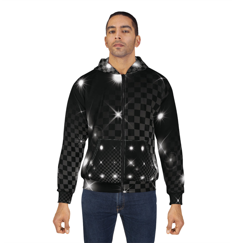 Black Checkerboard Zip Hoodie