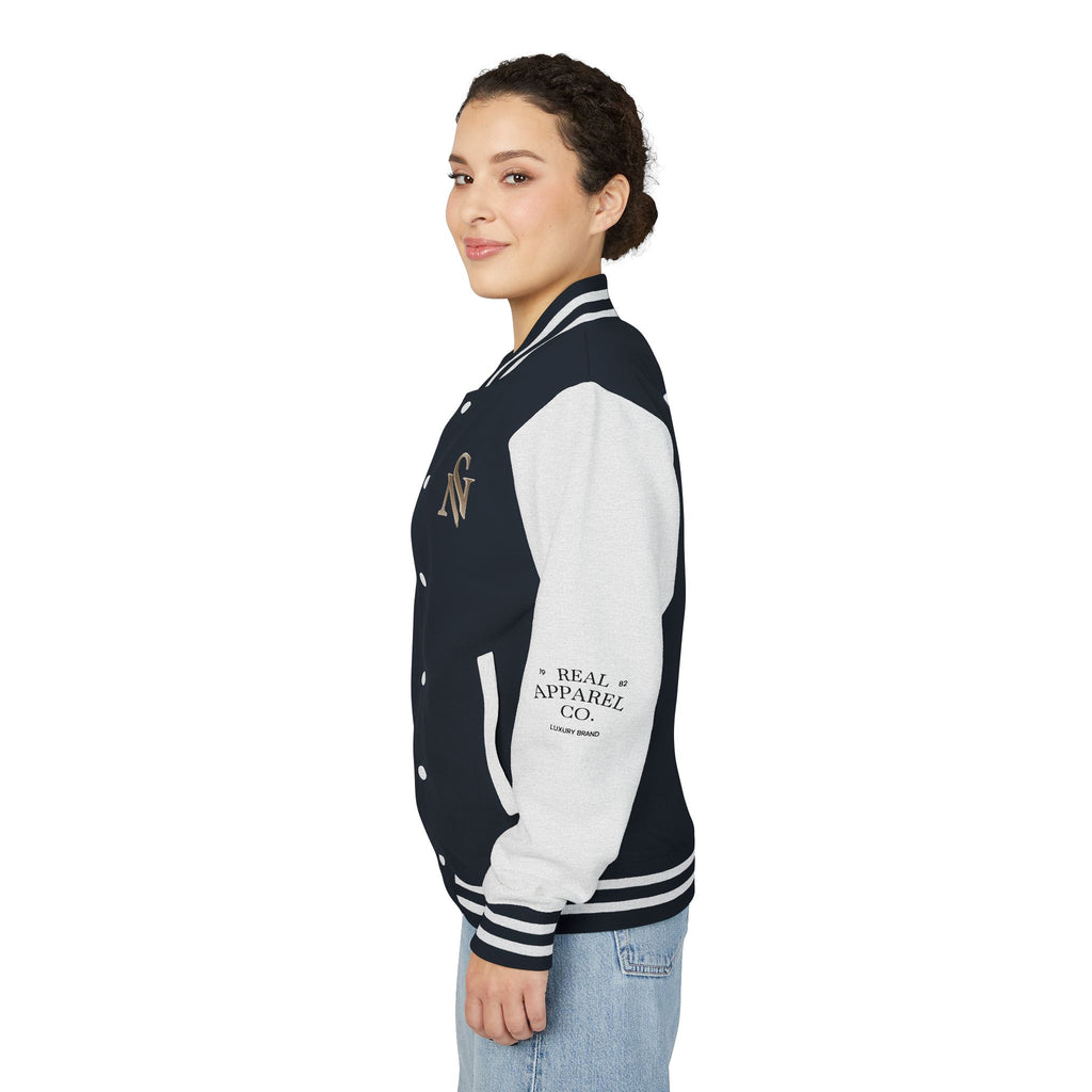 SPVNN Red & White Varsity Letterman Jacket – Embroidered Patch Logo