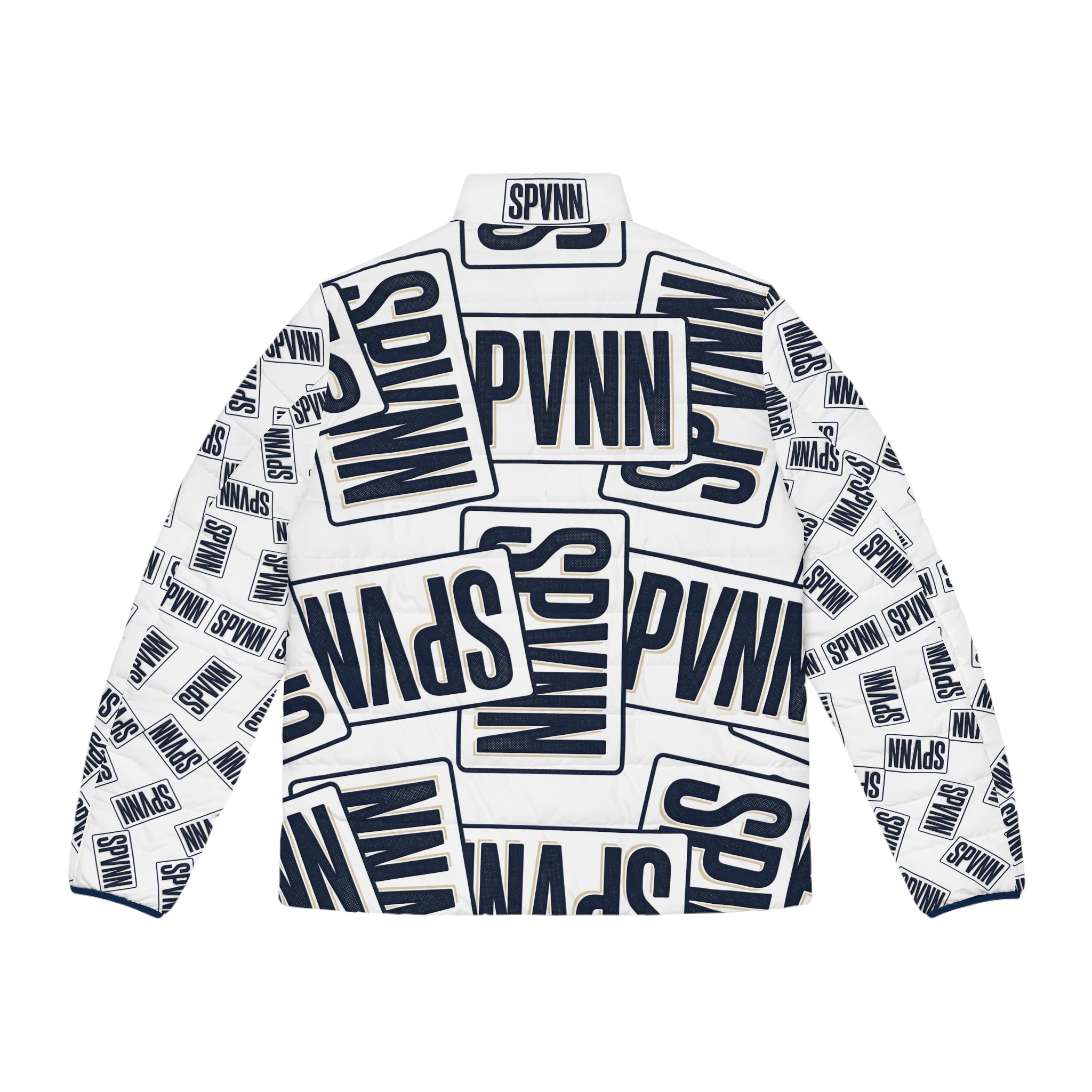 SPVNN Logo Puffer Jacket — All-Over Print Men's Winter Coat