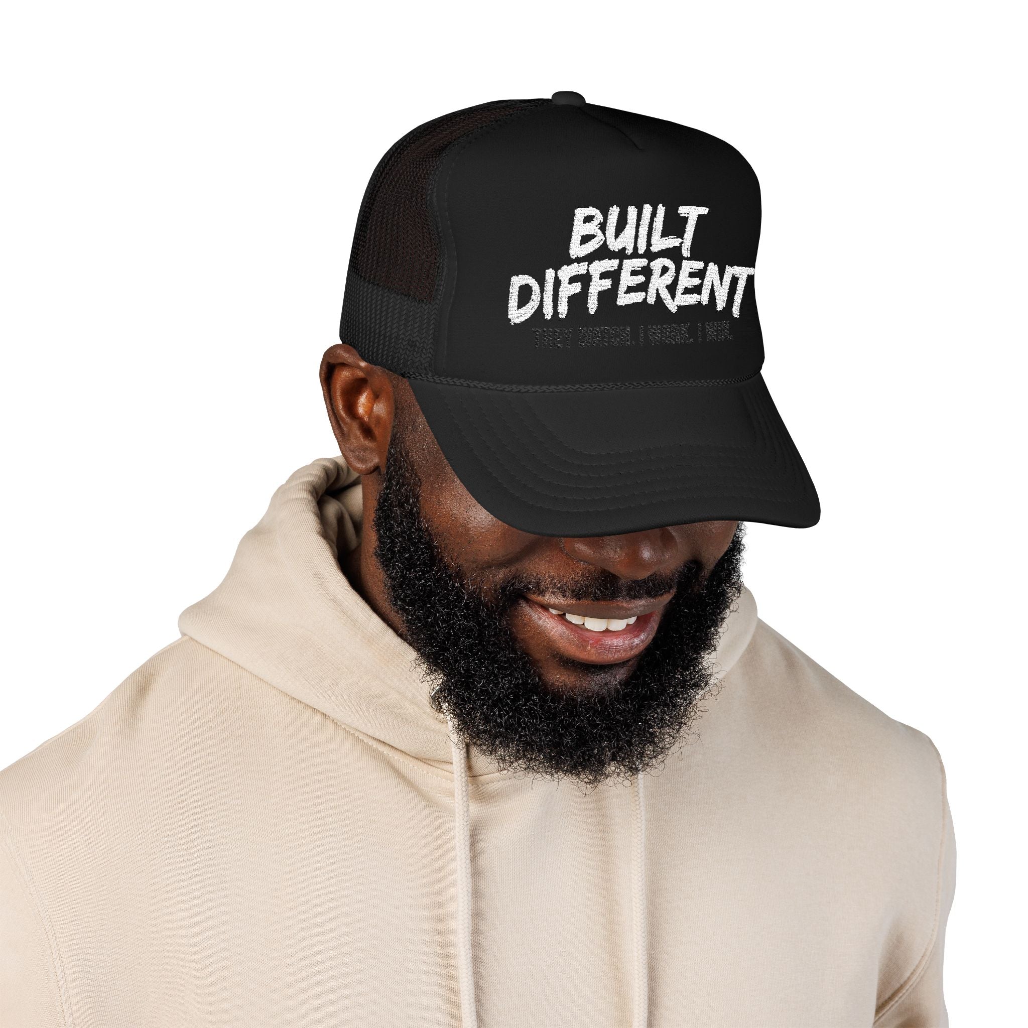 Trucker Hat — "Built Different" Foam Mesh Cap