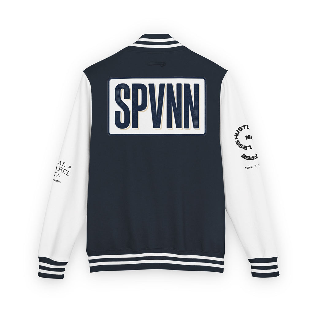 SPVNN Red & White Varsity Letterman Jacket – Embroidered Patch Logo