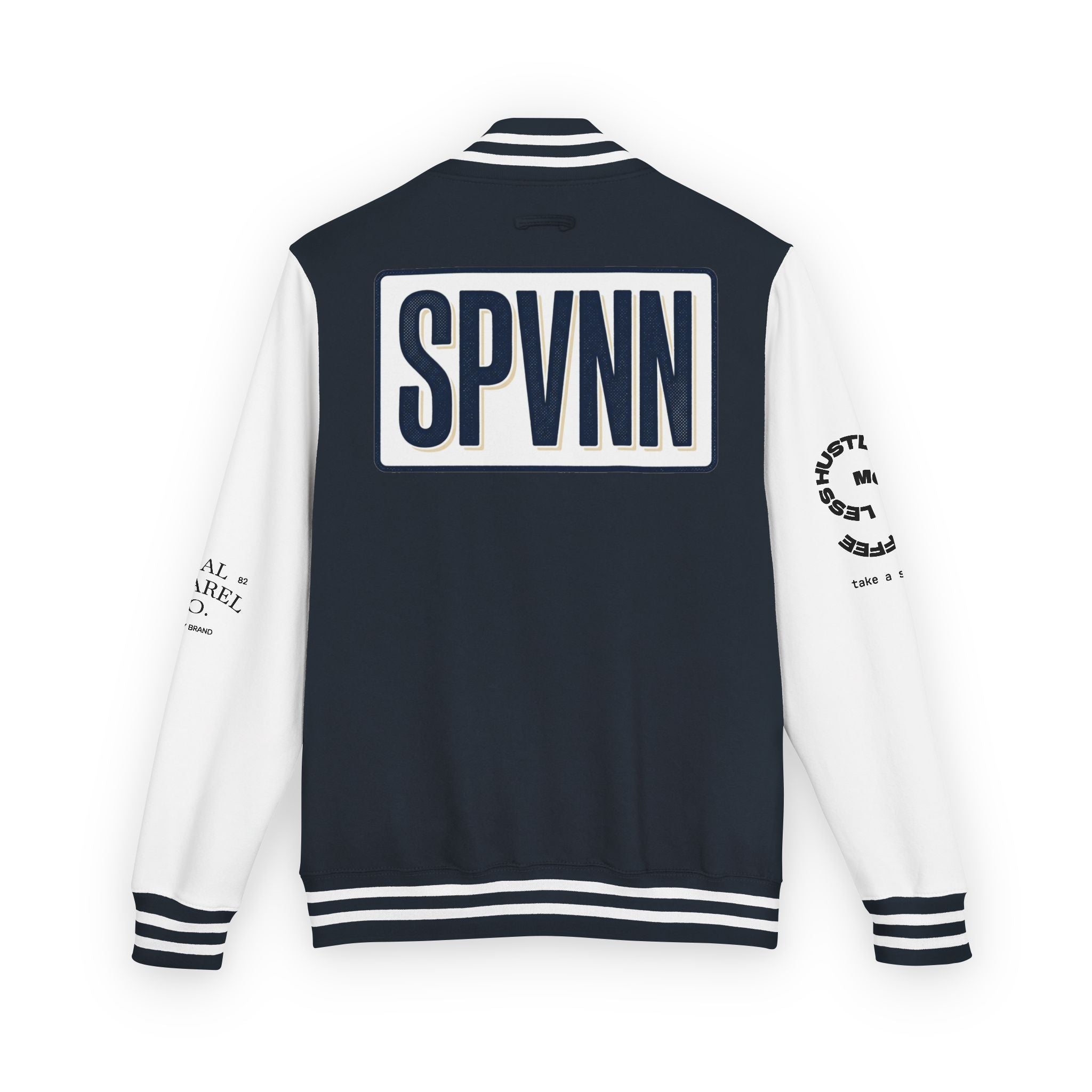 SPVNN Red & White Varsity Letterman Jacket – Embroidered Patch Logo