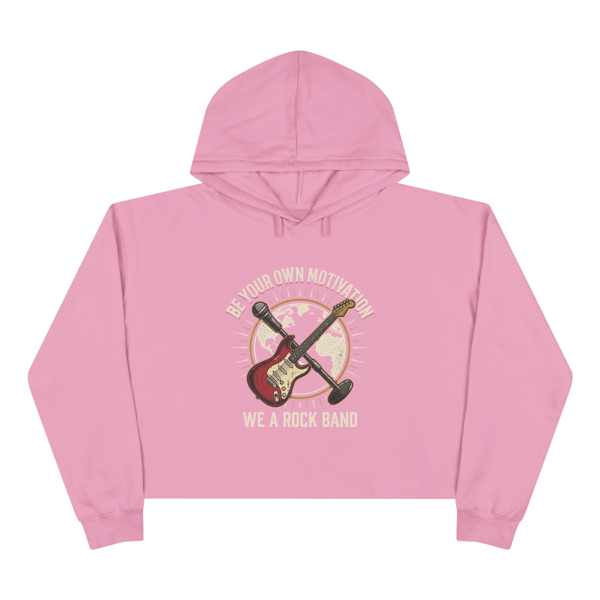 Worldwide Rock Band Crop Hoodie — "Play Your Own Motown" Guitar Graphic
