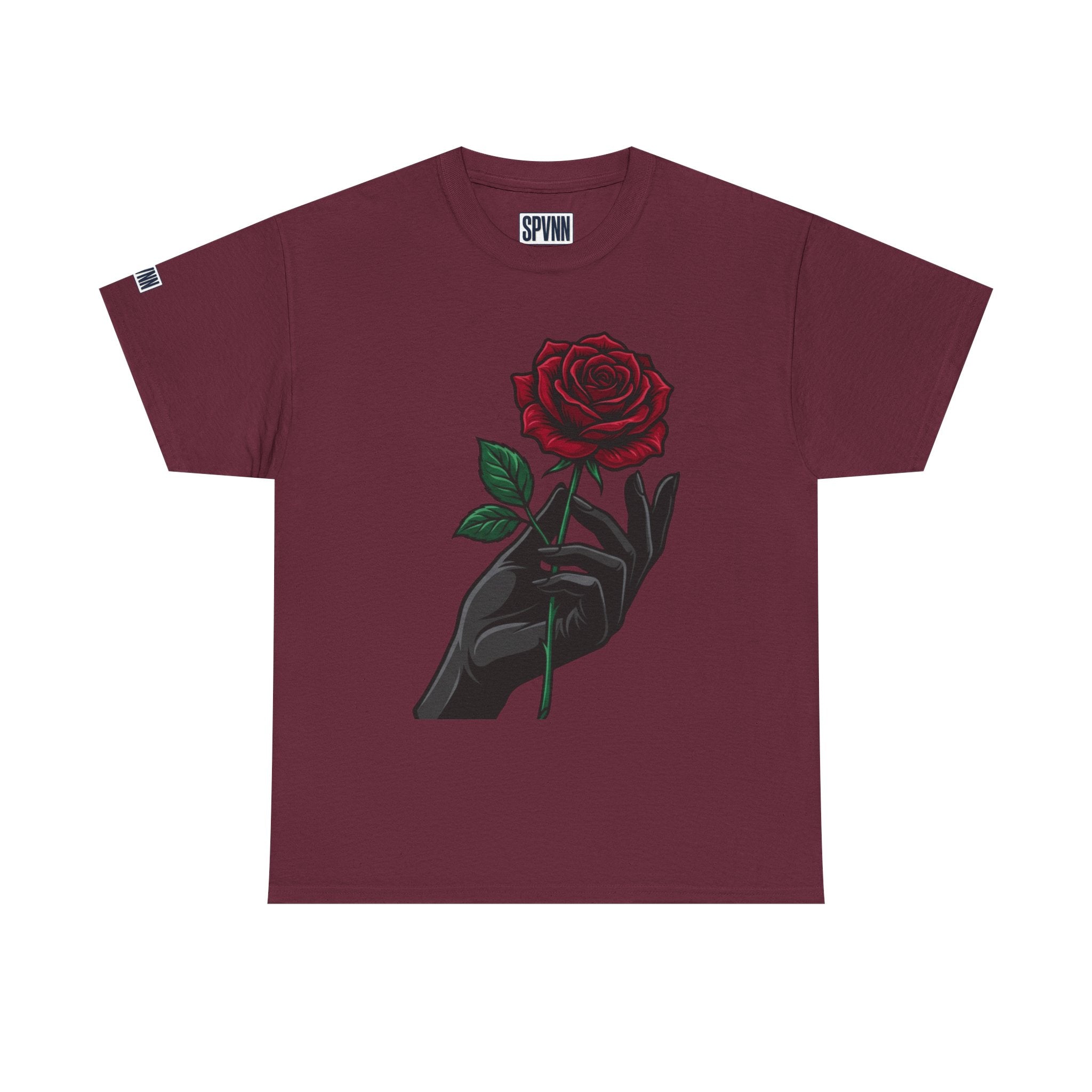 Rose & Hand Graphic Tee — Dark Aesthetic Floral T-Shirt