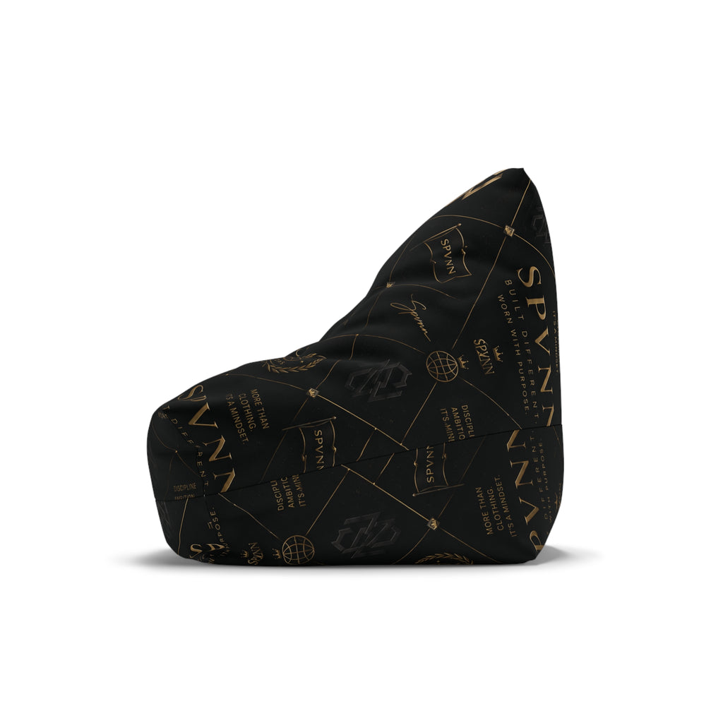 Luxury Black & Gold Logo Bean Bag Cover — Monogram Lounge Slipcover