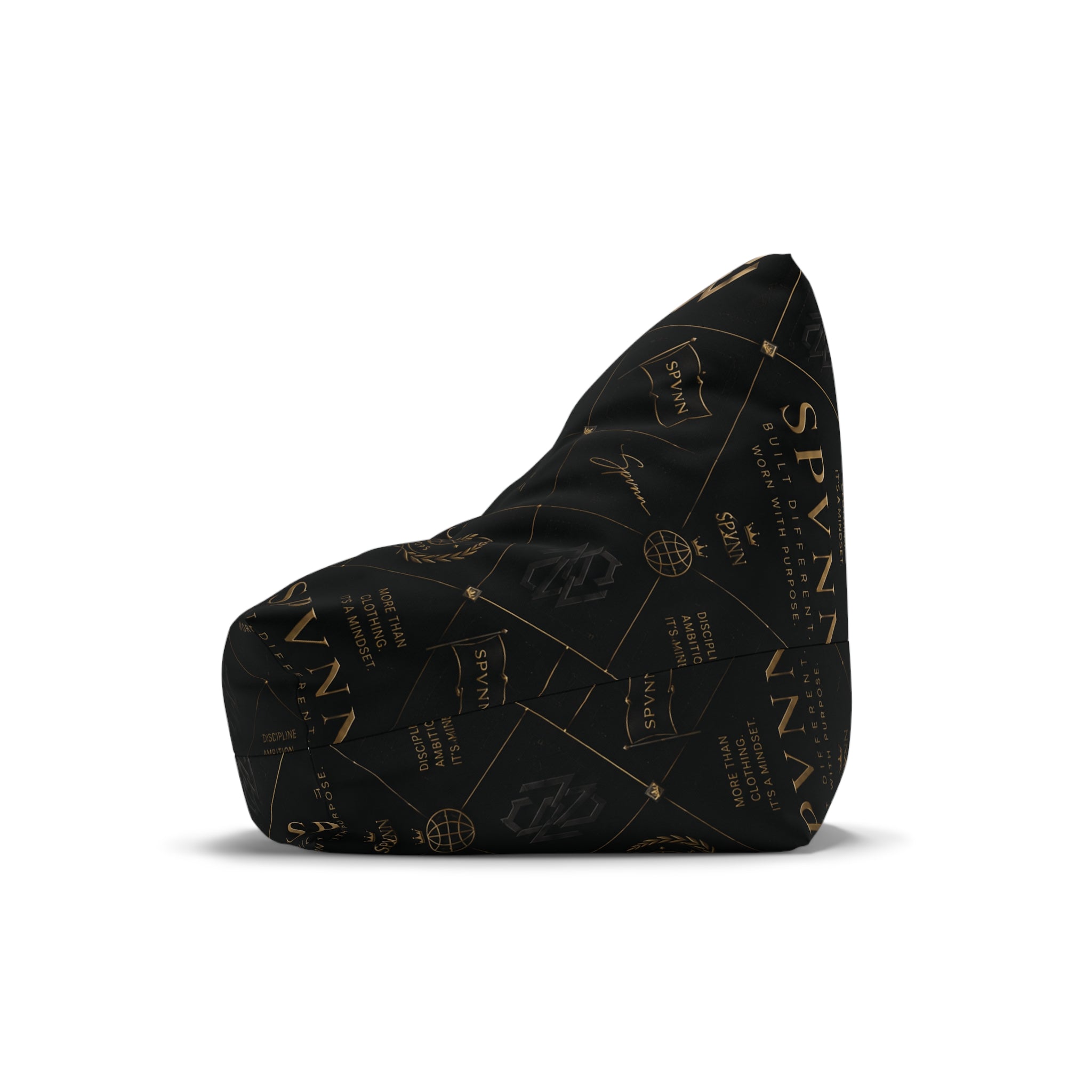 Luxury Black & Gold Logo Bean Bag Cover — Monogram Lounge Slipcover