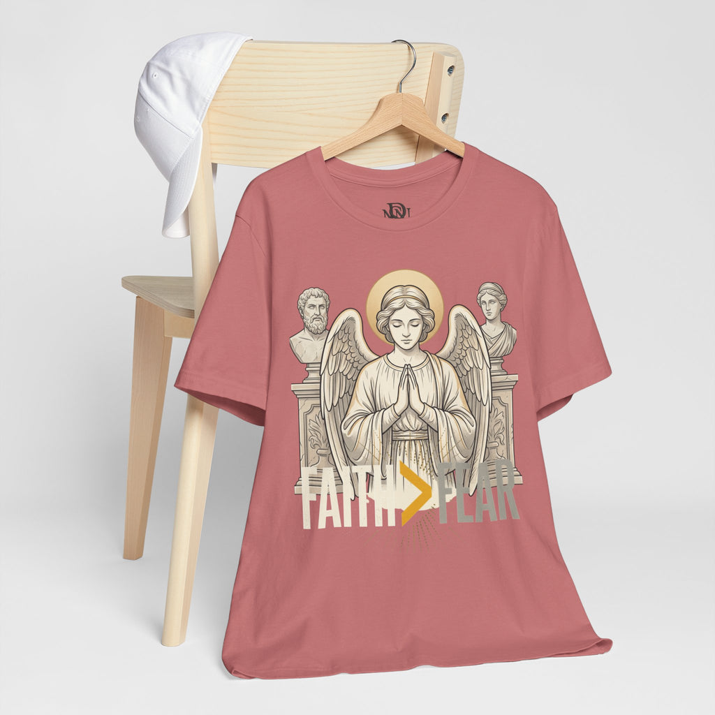 Faith Over Fear Tee — Angel Wings Christian Graphic T-Shirt