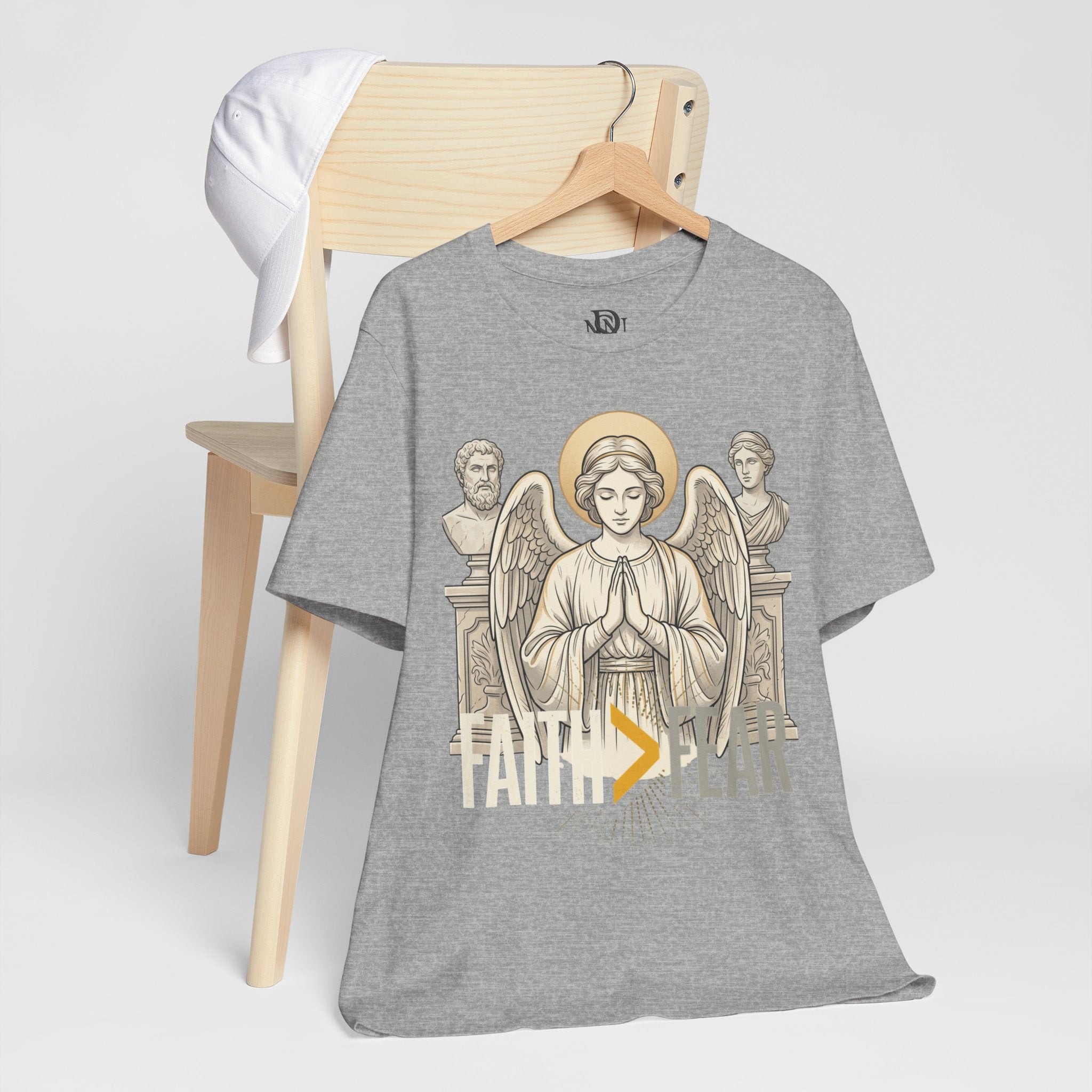 Faith Over Fear Tee — Angel Wings Christian Graphic T-Shirt