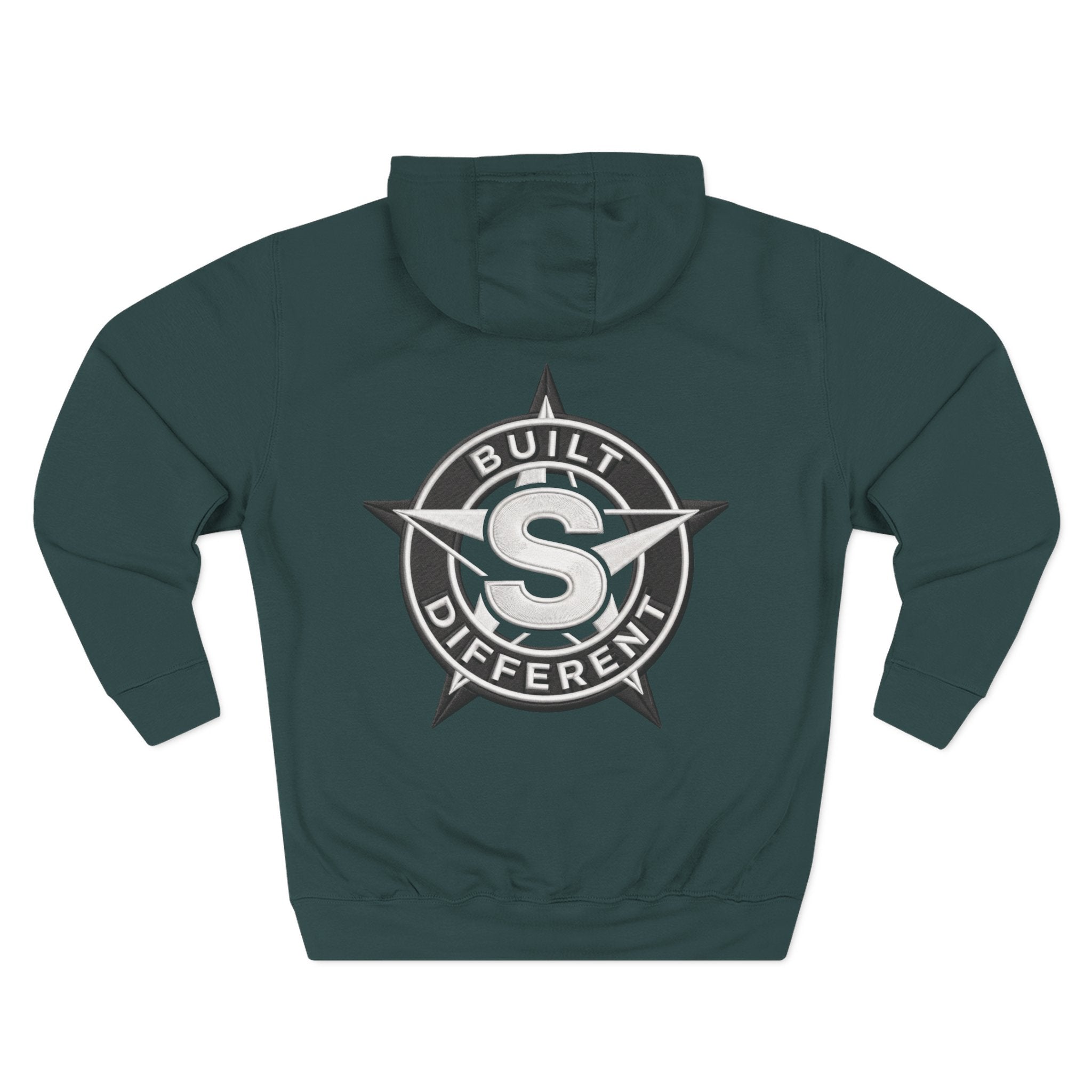 Built Different Logo Hoodie — Vintage Compass Emblem Fleece Hoodie