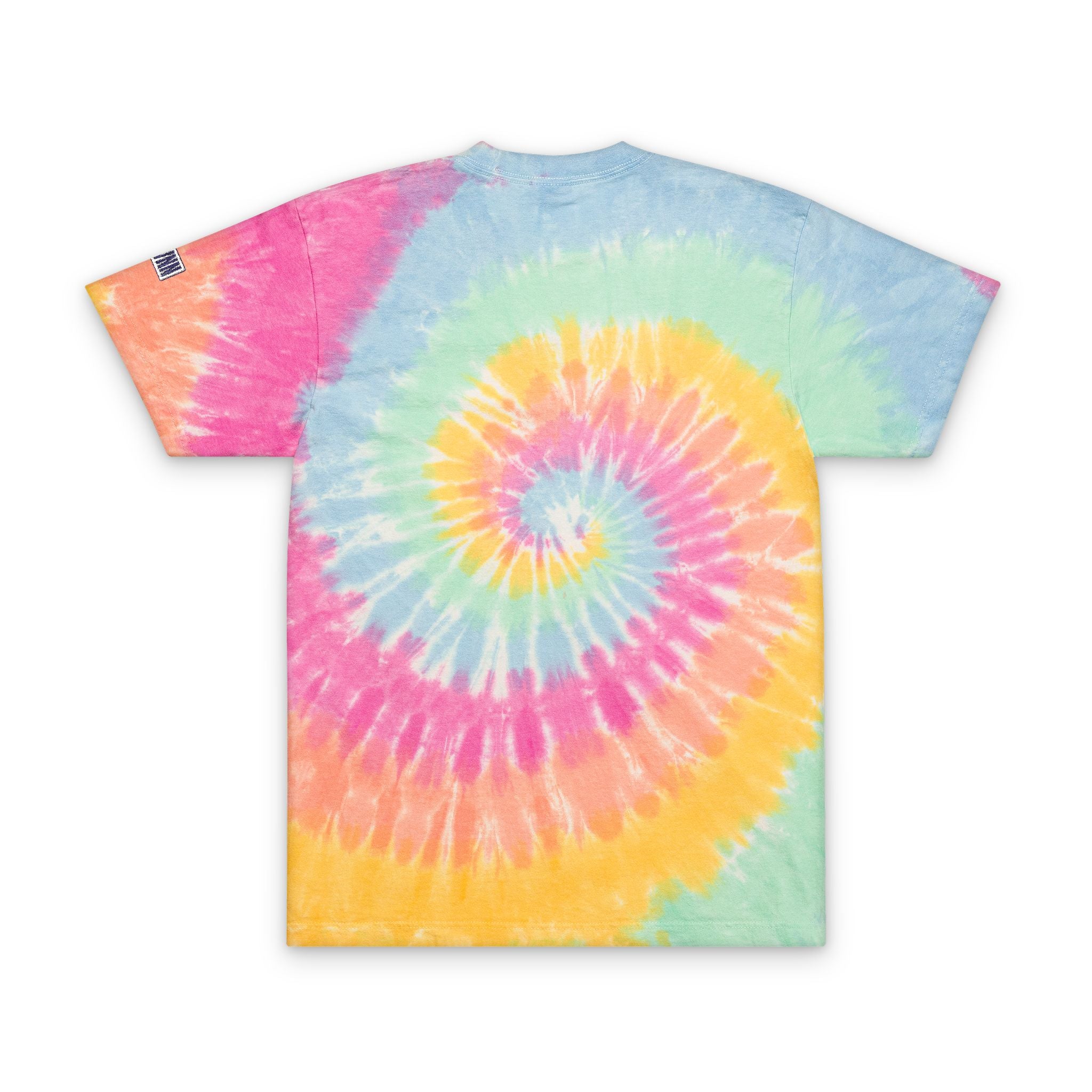 Tie-Dye Spiral Oversized T-Shirt — Rainbow Embroidered Chest Logo