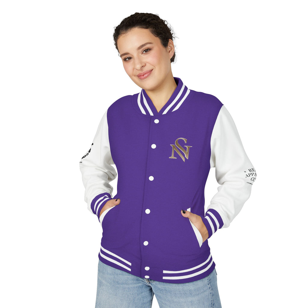 SPVNN Red & White Varsity Letterman Jacket – Embroidered Patch Logo