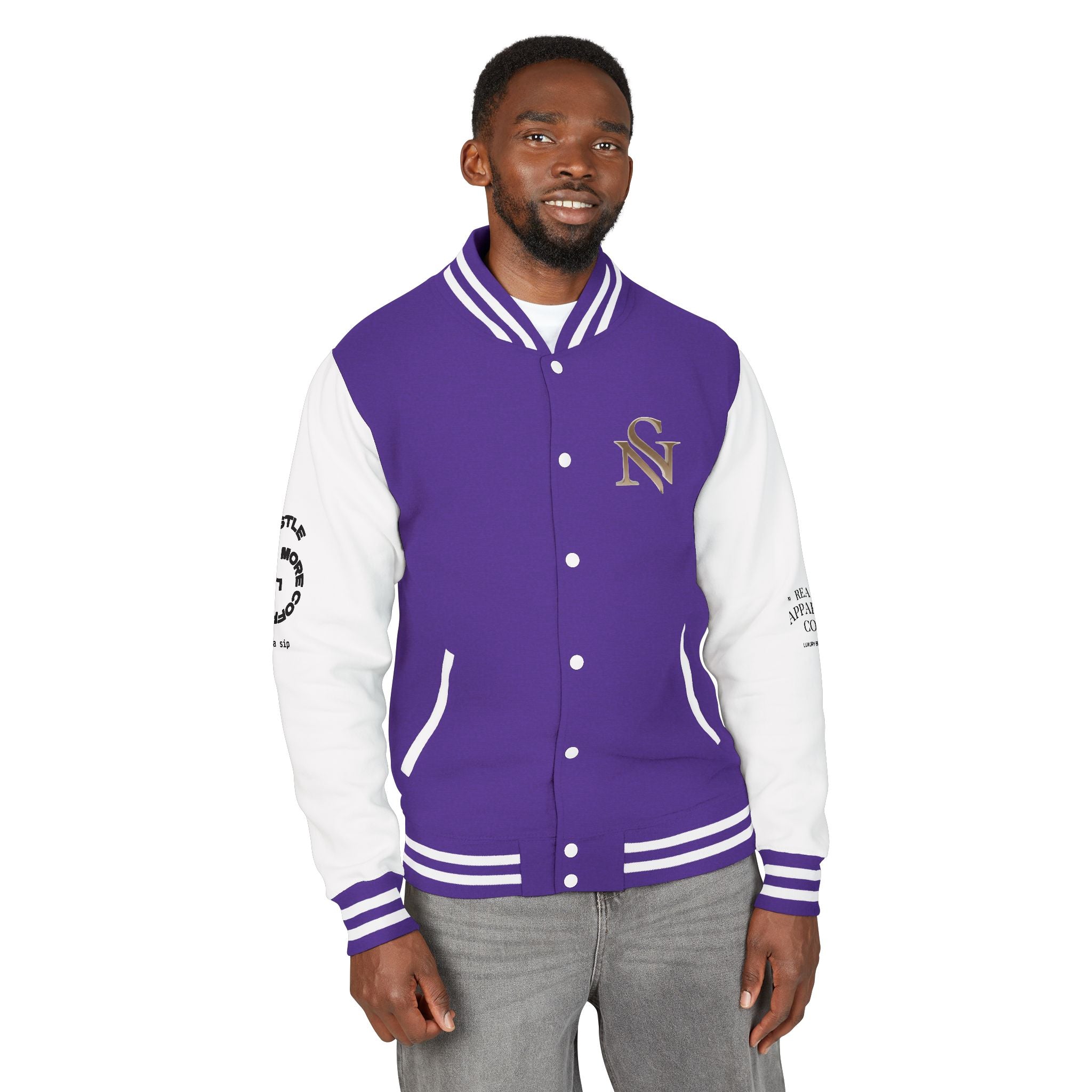 SPVNN Red & White Varsity Letterman Jacket – Embroidered Patch Logo