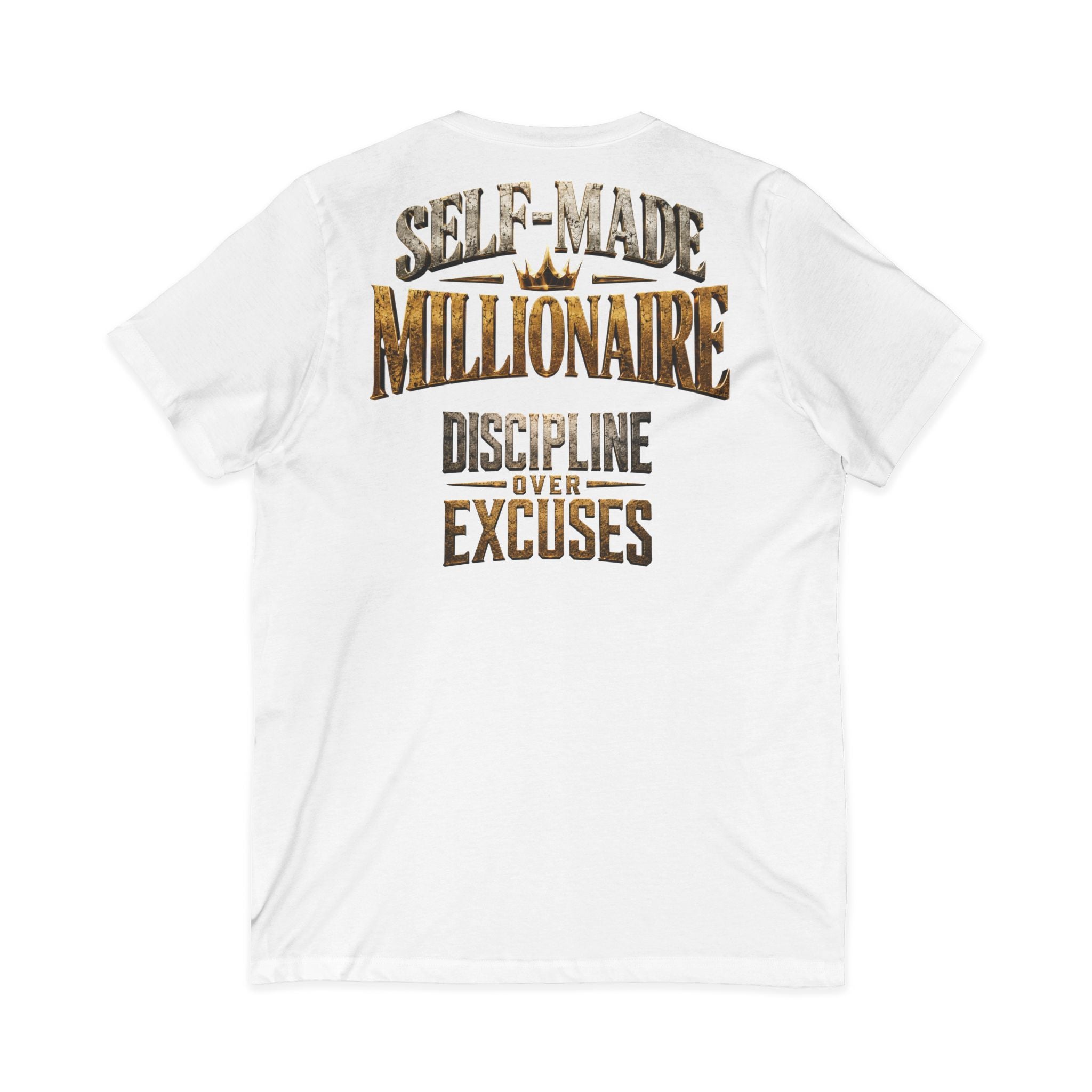 V-Neck Tee - "Self-Made Millionaire" Motivational Graphic T-Shirt