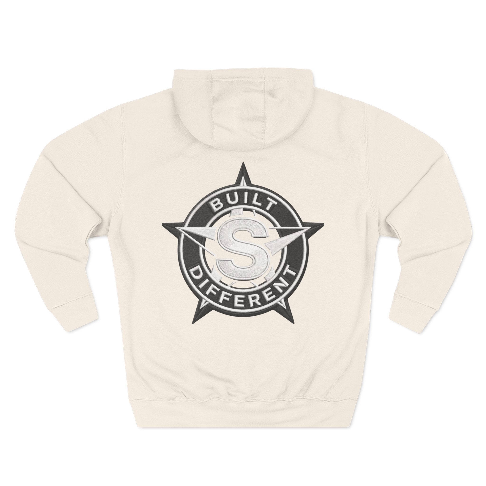 Built Different Logo Hoodie — Vintage Compass Emblem Fleece Hoodie