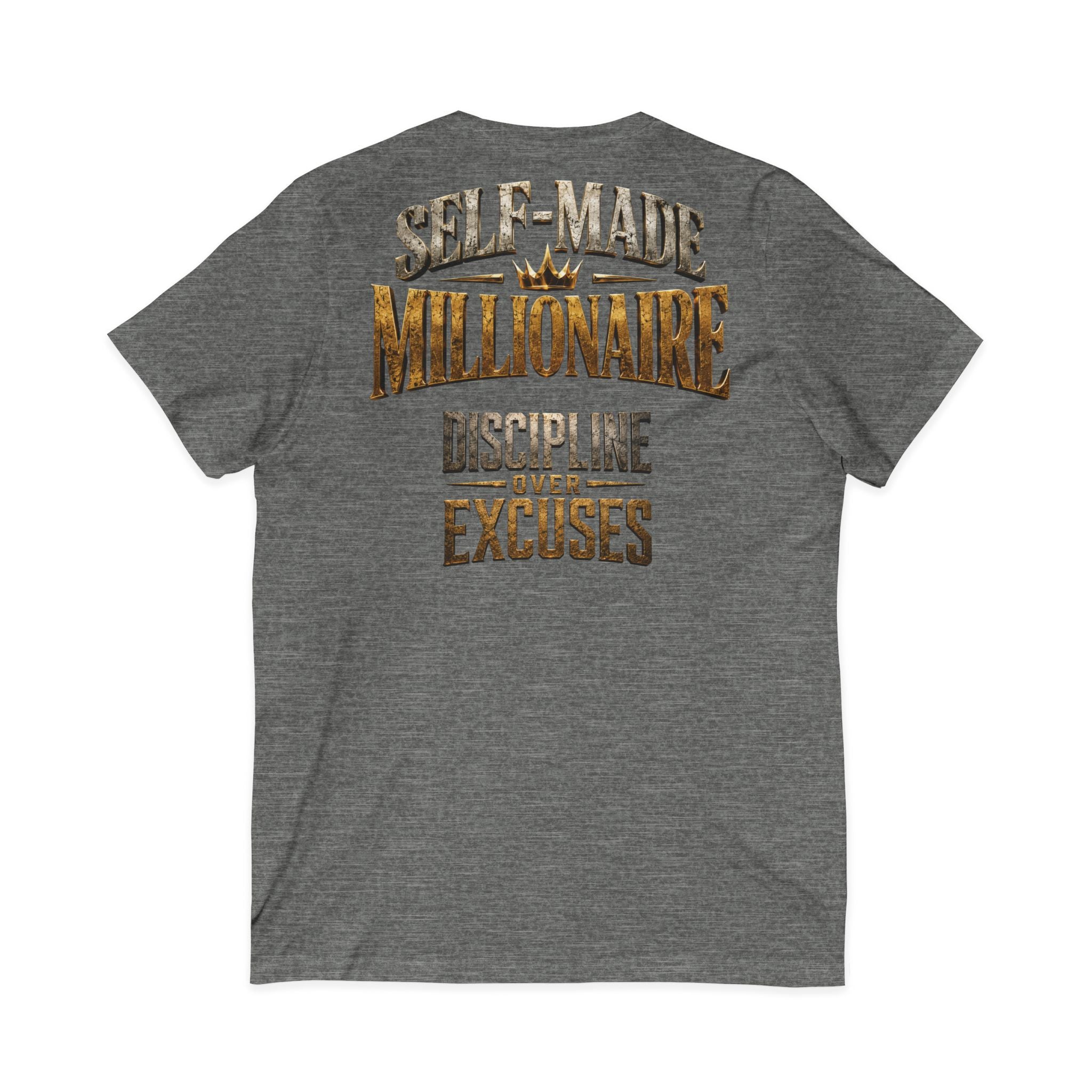 V-Neck Tee - "Self-Made Millionaire" Motivational Graphic T-Shirt