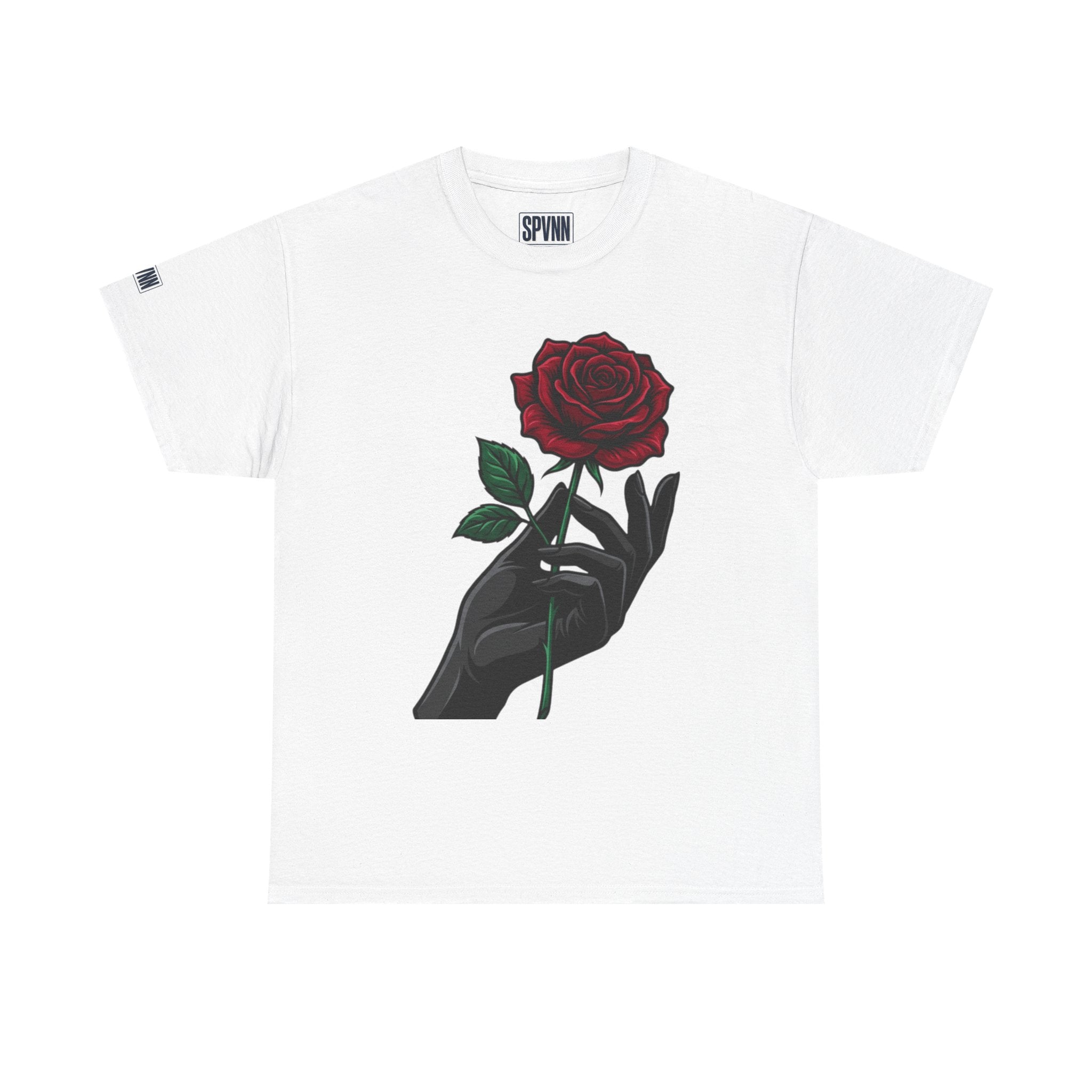 Rose & Hand Graphic Tee — Dark Aesthetic Floral T-Shirt