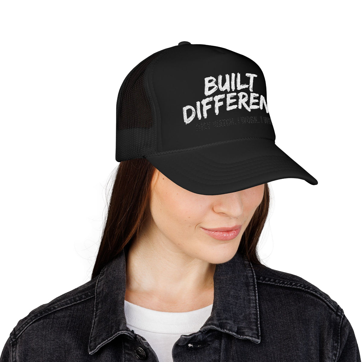 Trucker Hat — "Built Different" Foam Mesh Cap