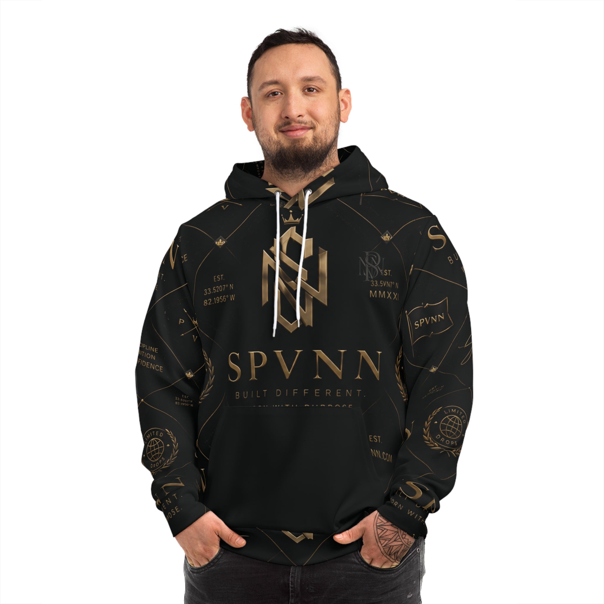 Luxury Logo Hoodie — SPVNN Monogram All-Over Print Fashion Hoodie