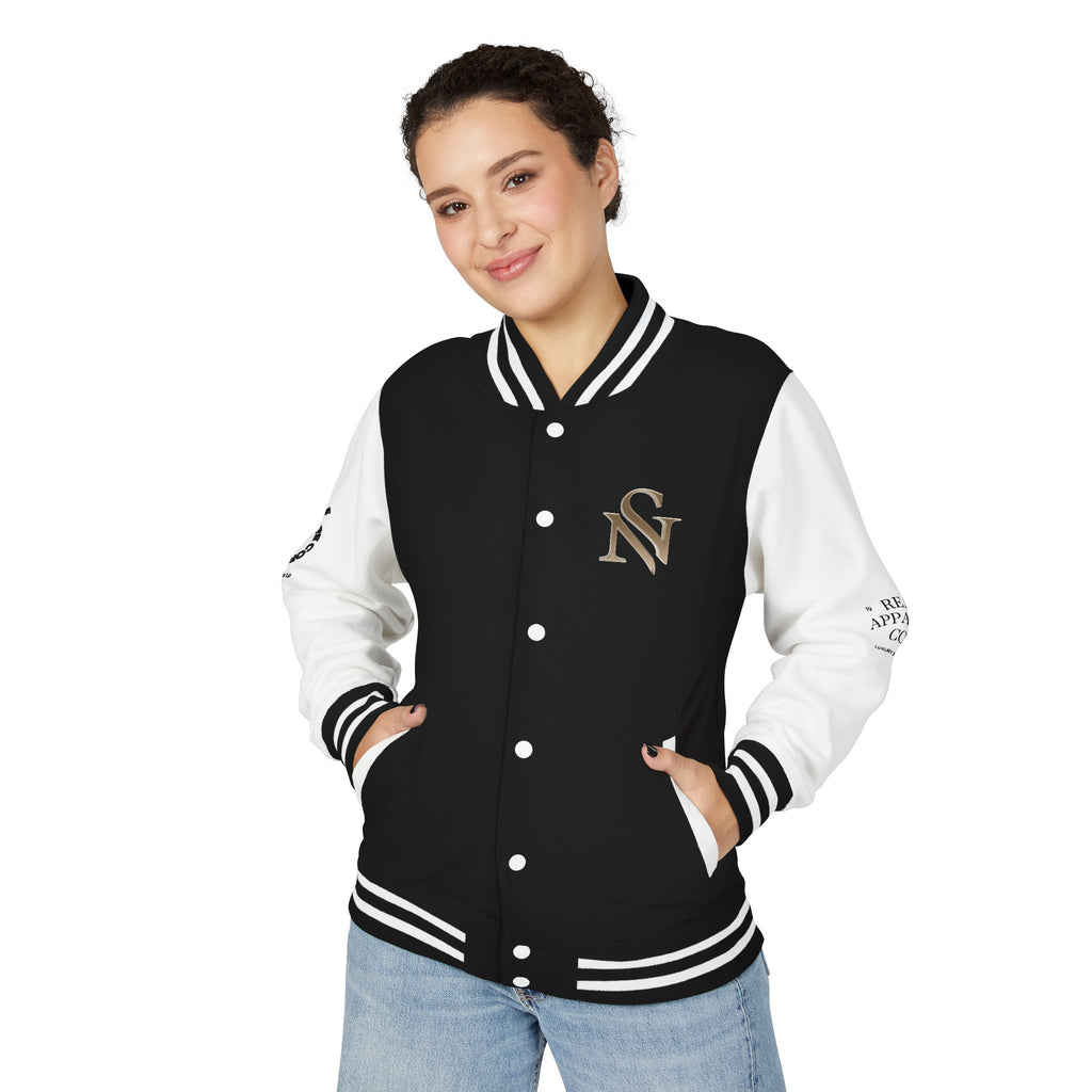 SPVNN Red & White Varsity Letterman Jacket – Embroidered Patch Logo