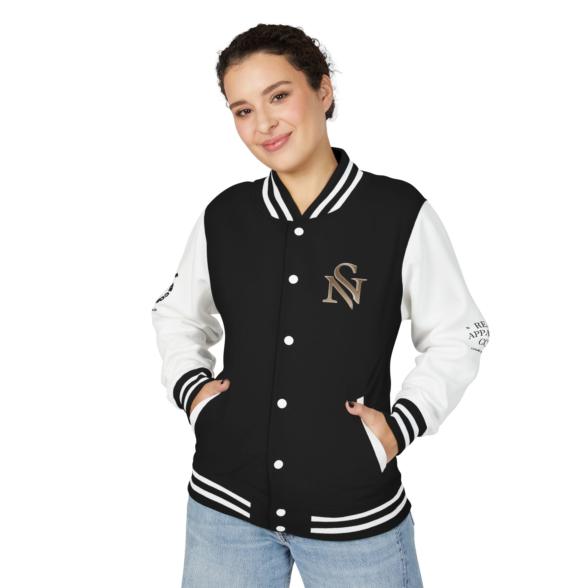 SPVNN Red & White Varsity Letterman Jacket – Embroidered Patch Logo