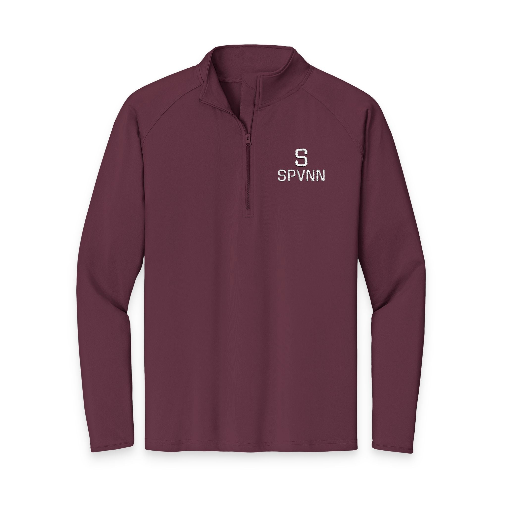 SPVNN Embroidered Quarter-Zip Pullover — Black Athletic Top