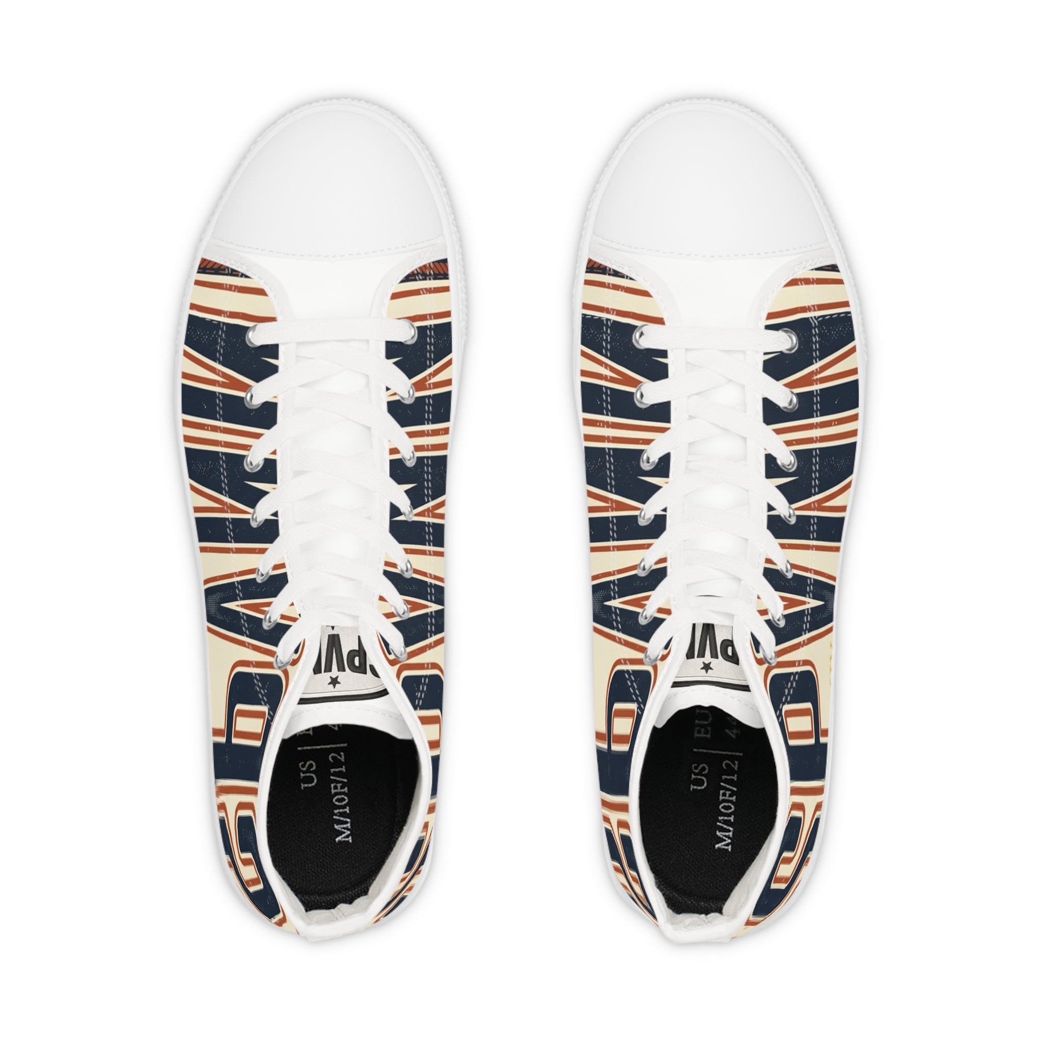 High Top Sneakers — Navy Striped 'SPR' Graphic Men's Streetwear