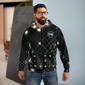 Black Checkerboard Sparkle Zip Hoodie — Shiny Starry AOP Jacket