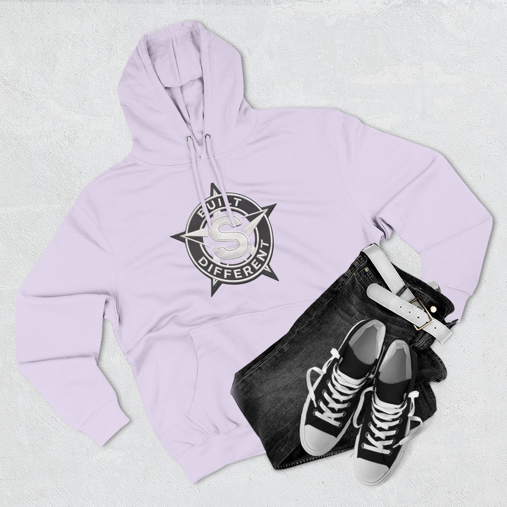 Built Different Logo Hoodie — Vintage Compass Emblem Fleece Hoodie
