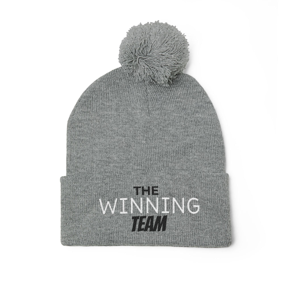 The Winning Team Pom-Pom Knit Cap — Embroidered Beanie