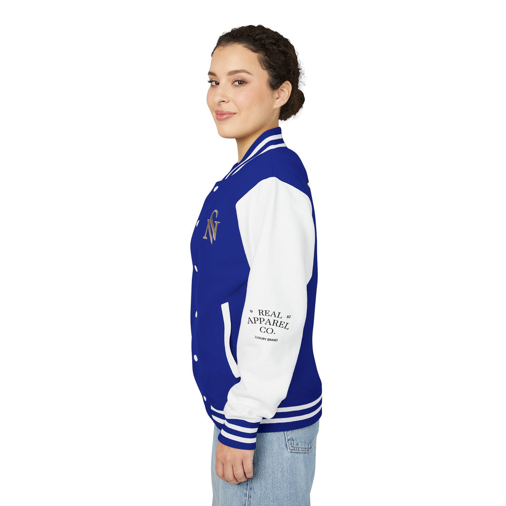 SPVNN Red & White Varsity Letterman Jacket – Embroidered Patch Logo