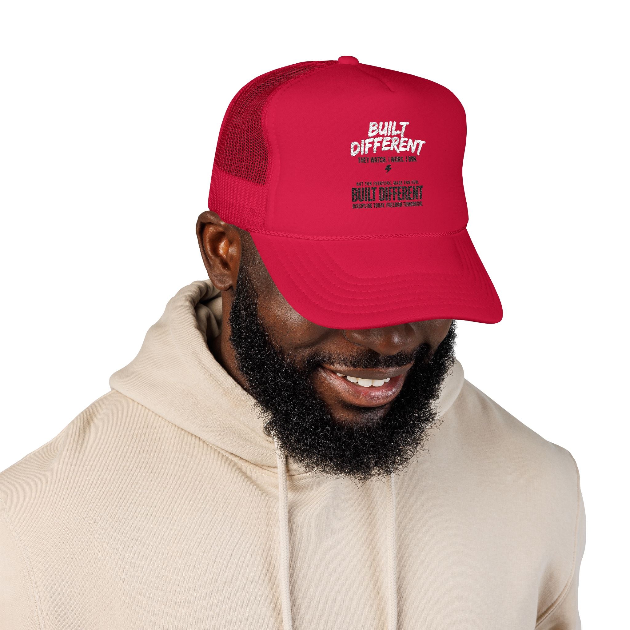 Trucker Hat — "Built Different" Foam Mesh Cap