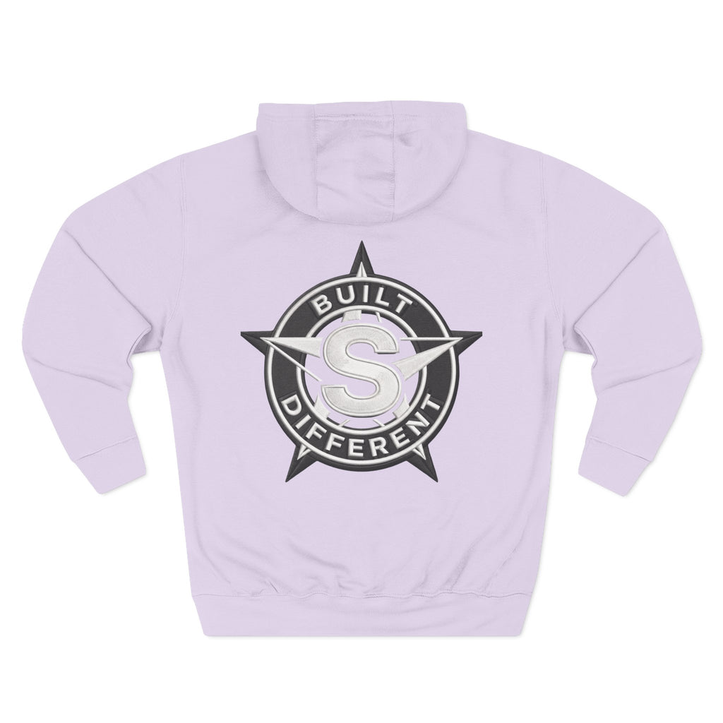 Built Different Logo Hoodie — Vintage Compass Emblem Fleece Hoodie