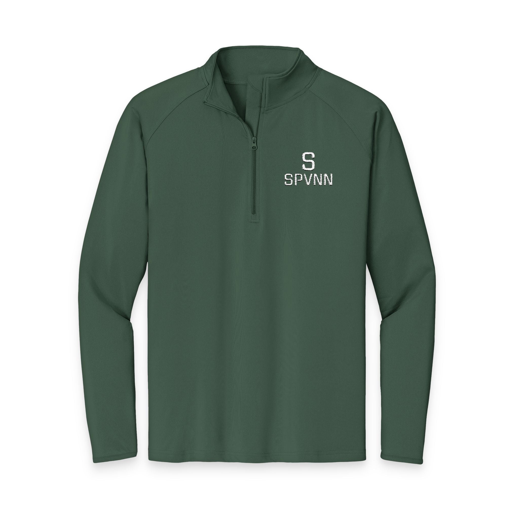 SPVNN Embroidered Quarter-Zip Pullover — Black Athletic Top